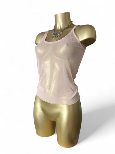 Baby pink mesh babydoll cami top (M)