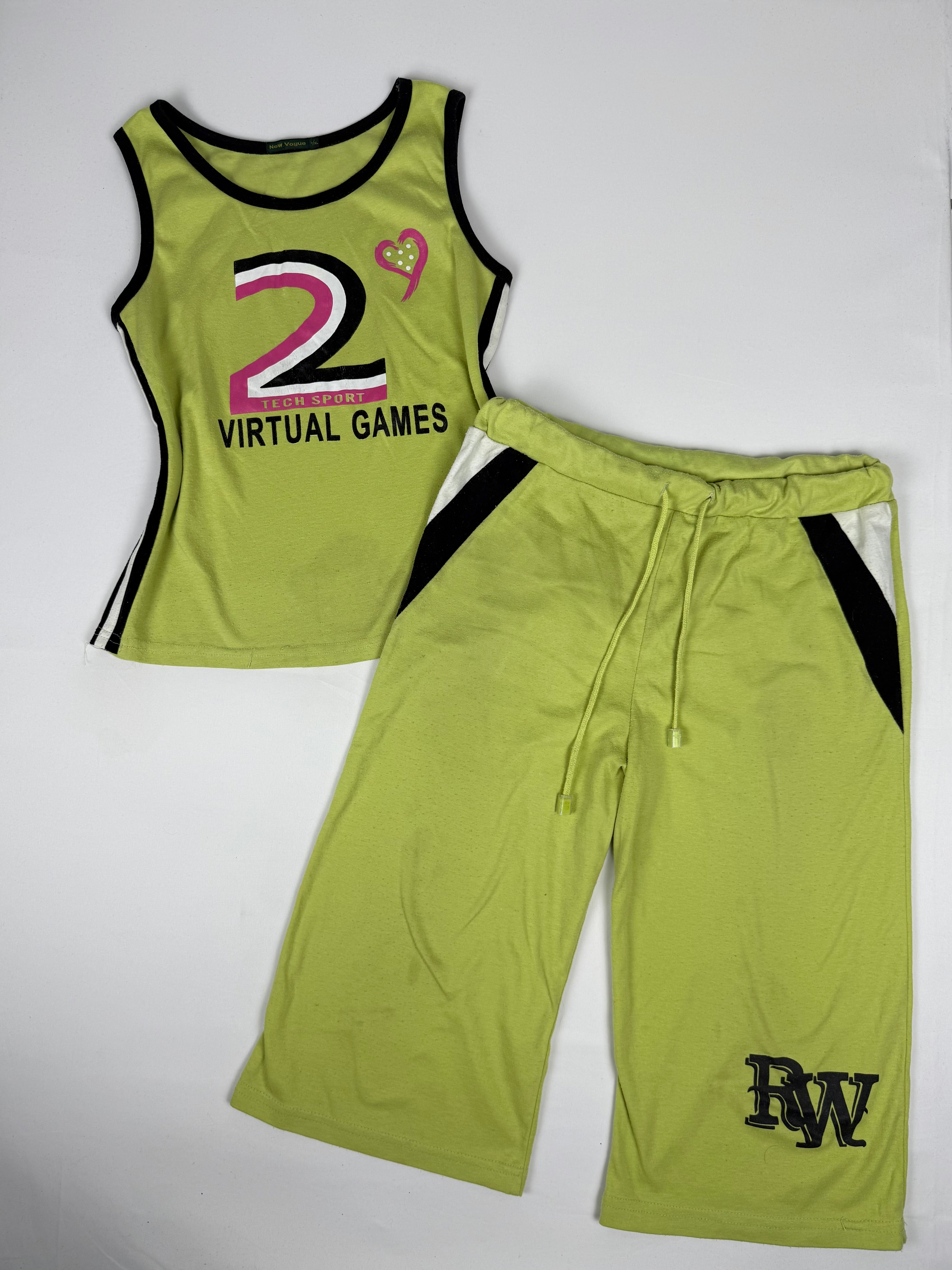Green activewear capri pants + top set (M)