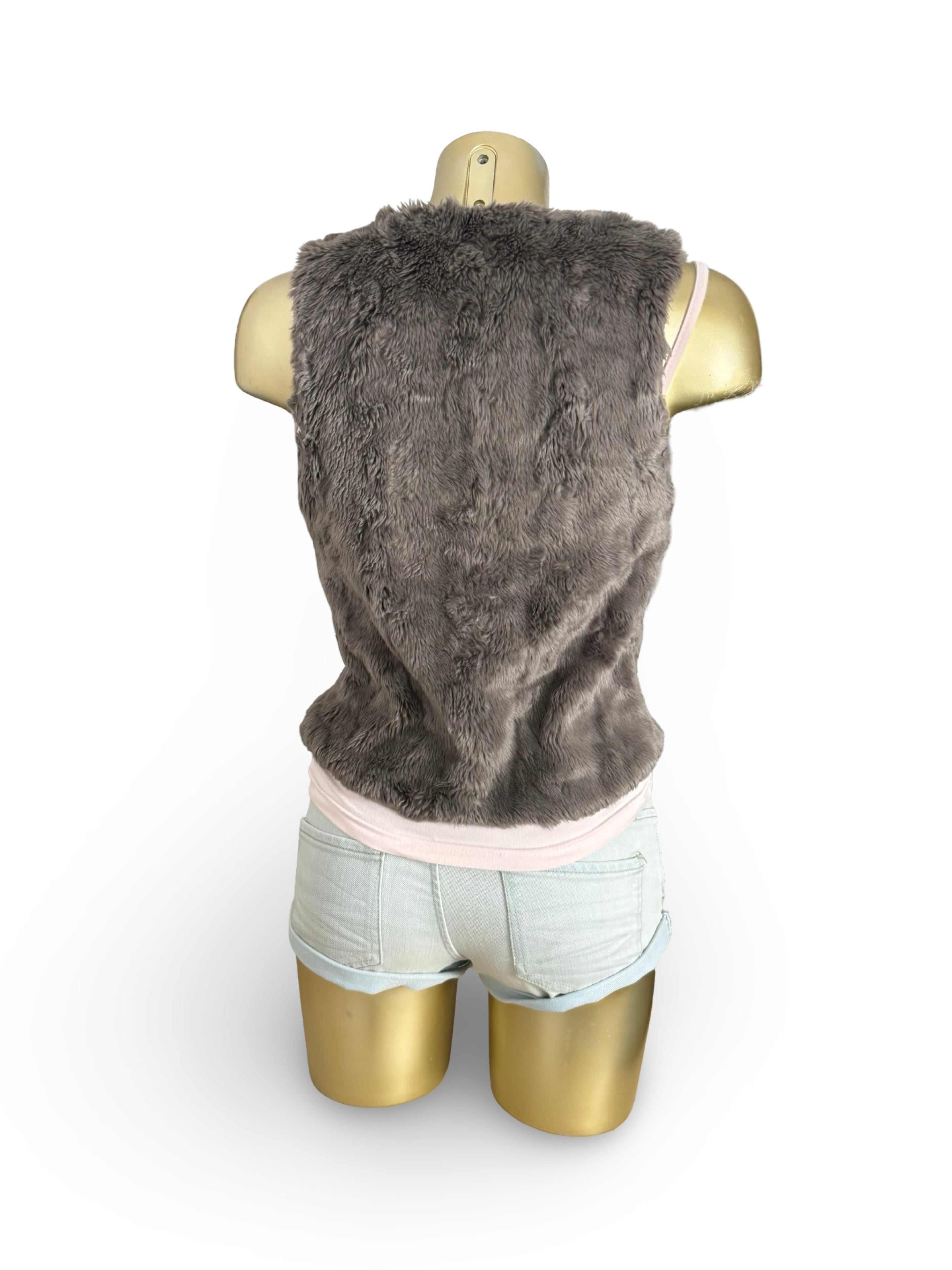 Brown faux fur sleeveless jacket (XS)
