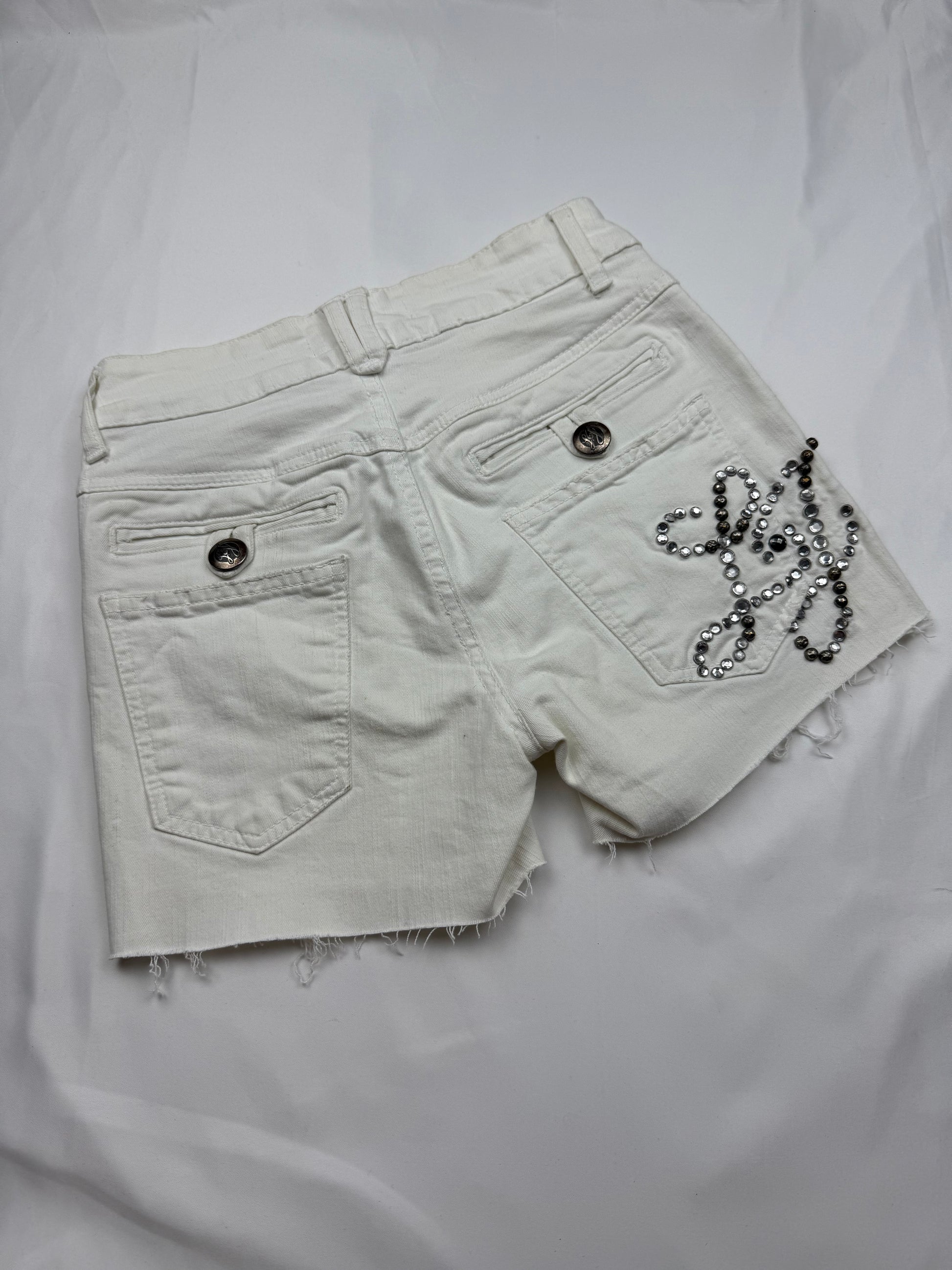 White denim low rise mini short (XS)