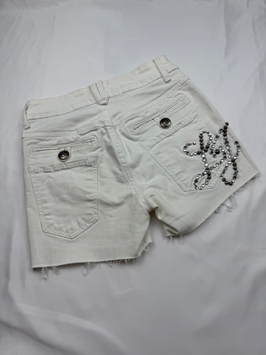 White denim low rise mini short (XS)