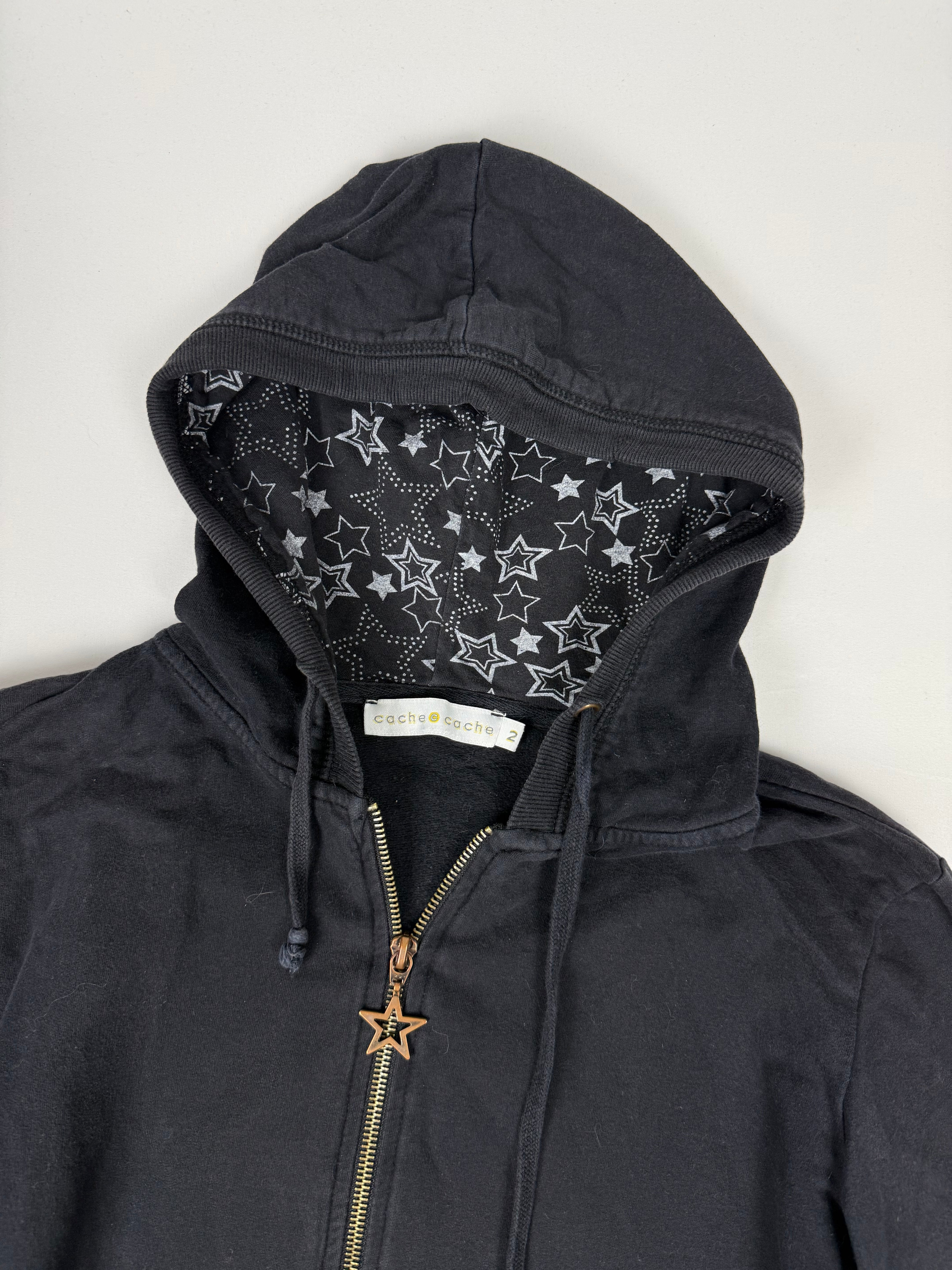 Black zip up cotton hoodie (M)