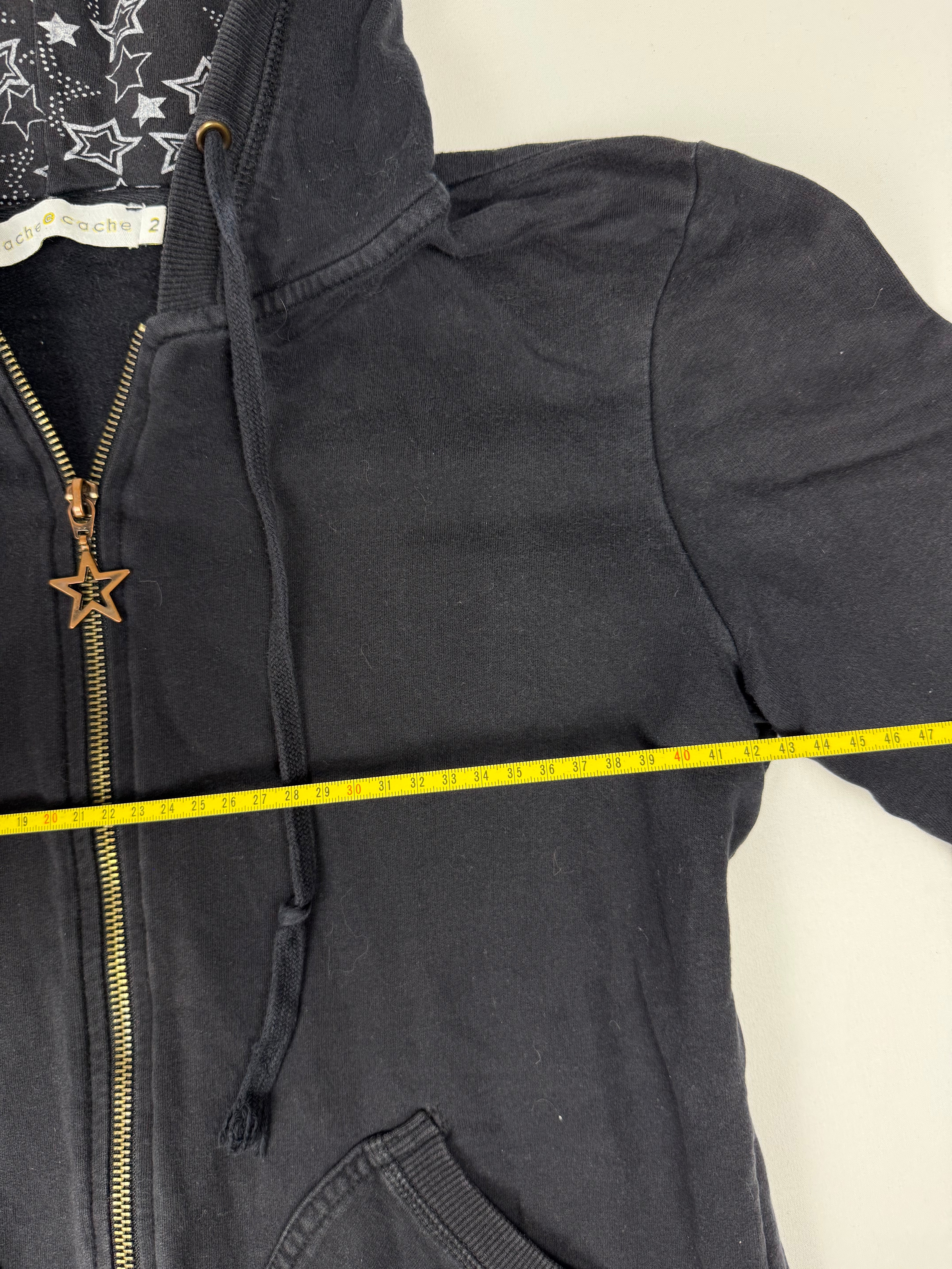 Black zip up cotton hoodie (M)