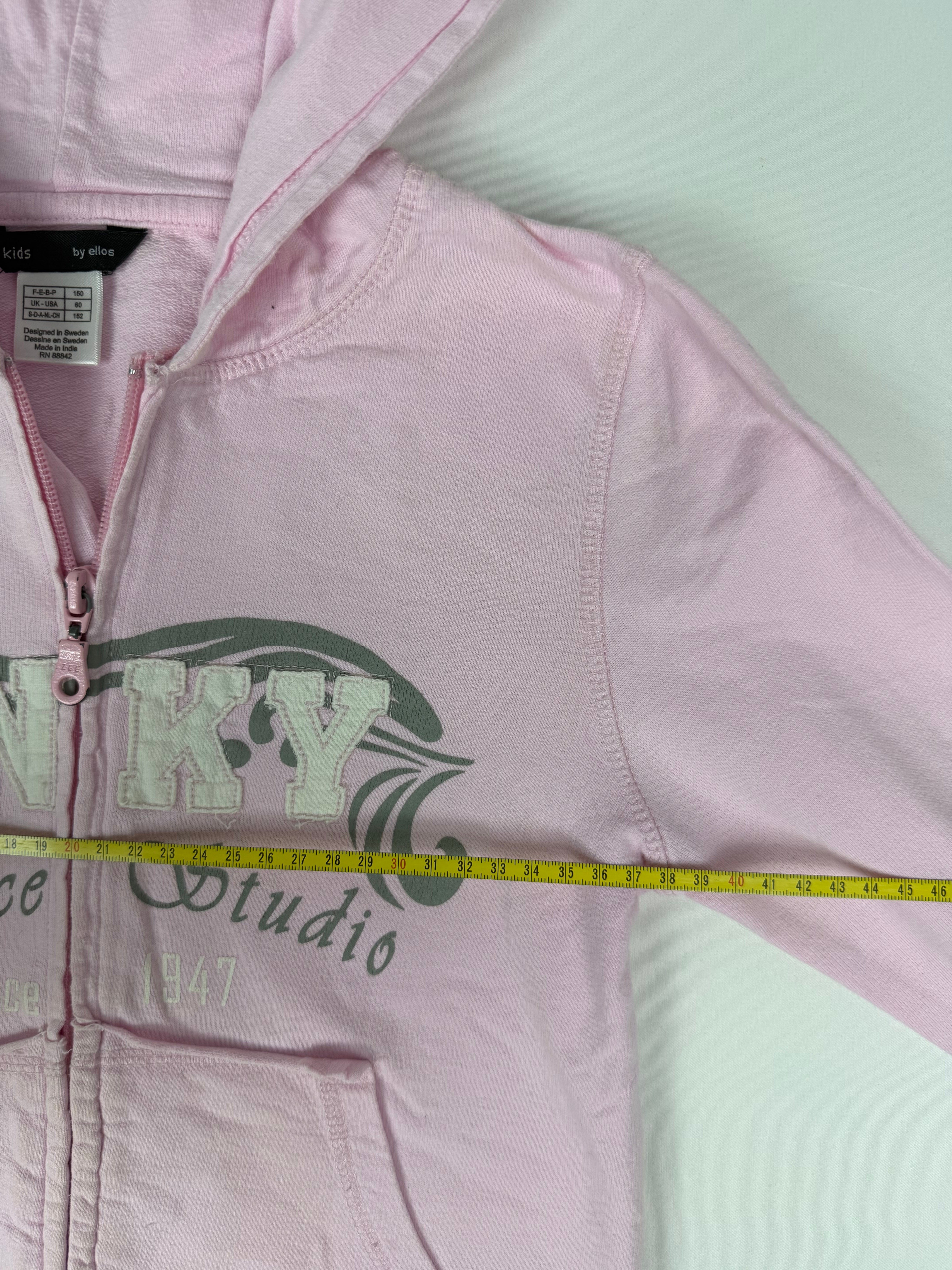 Baby pink zip up cotton hoodie (XS)