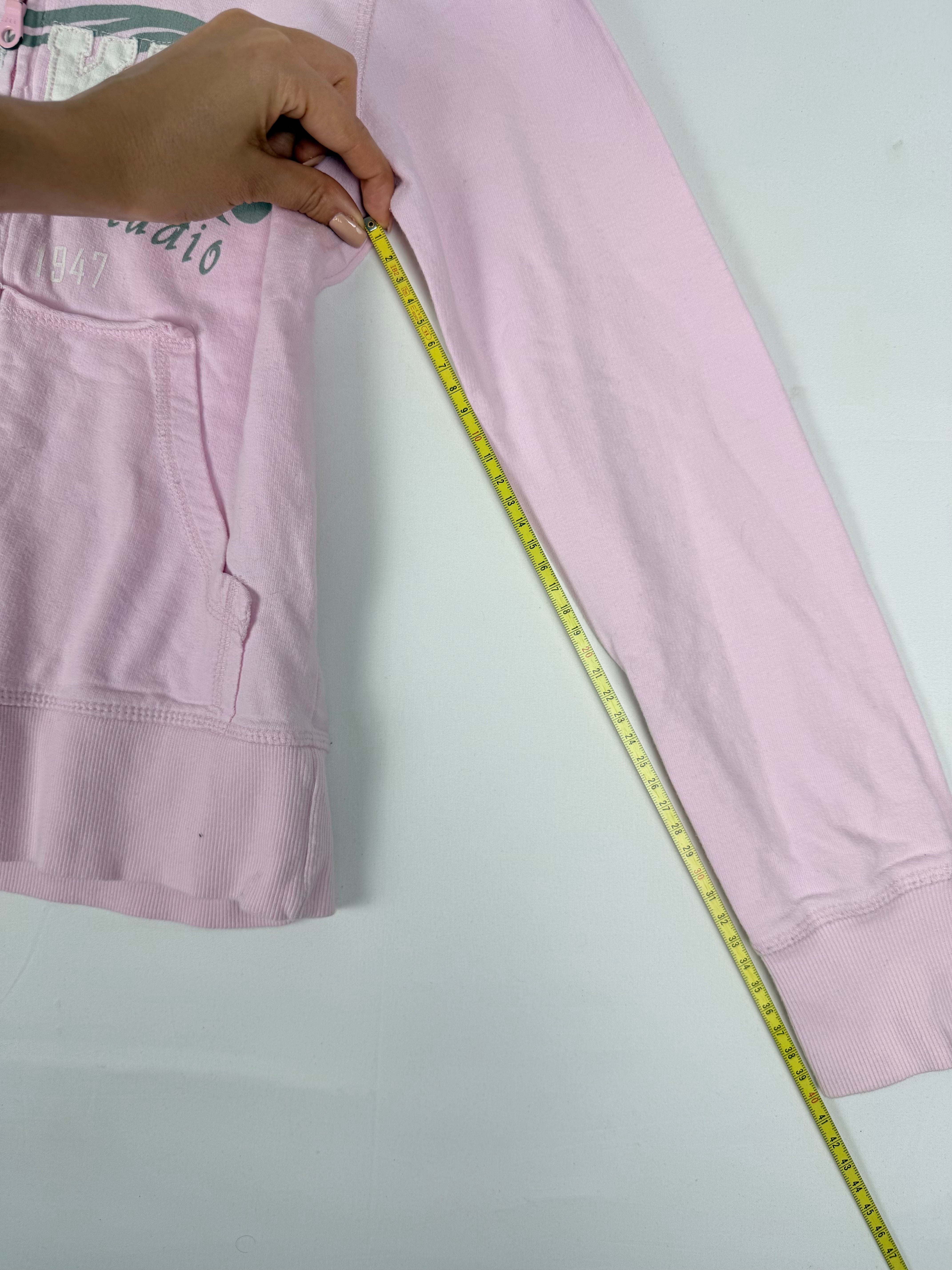 Baby pink zip up cotton hoodie (XS)
