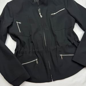 Black zip up office blazer jacket (M)