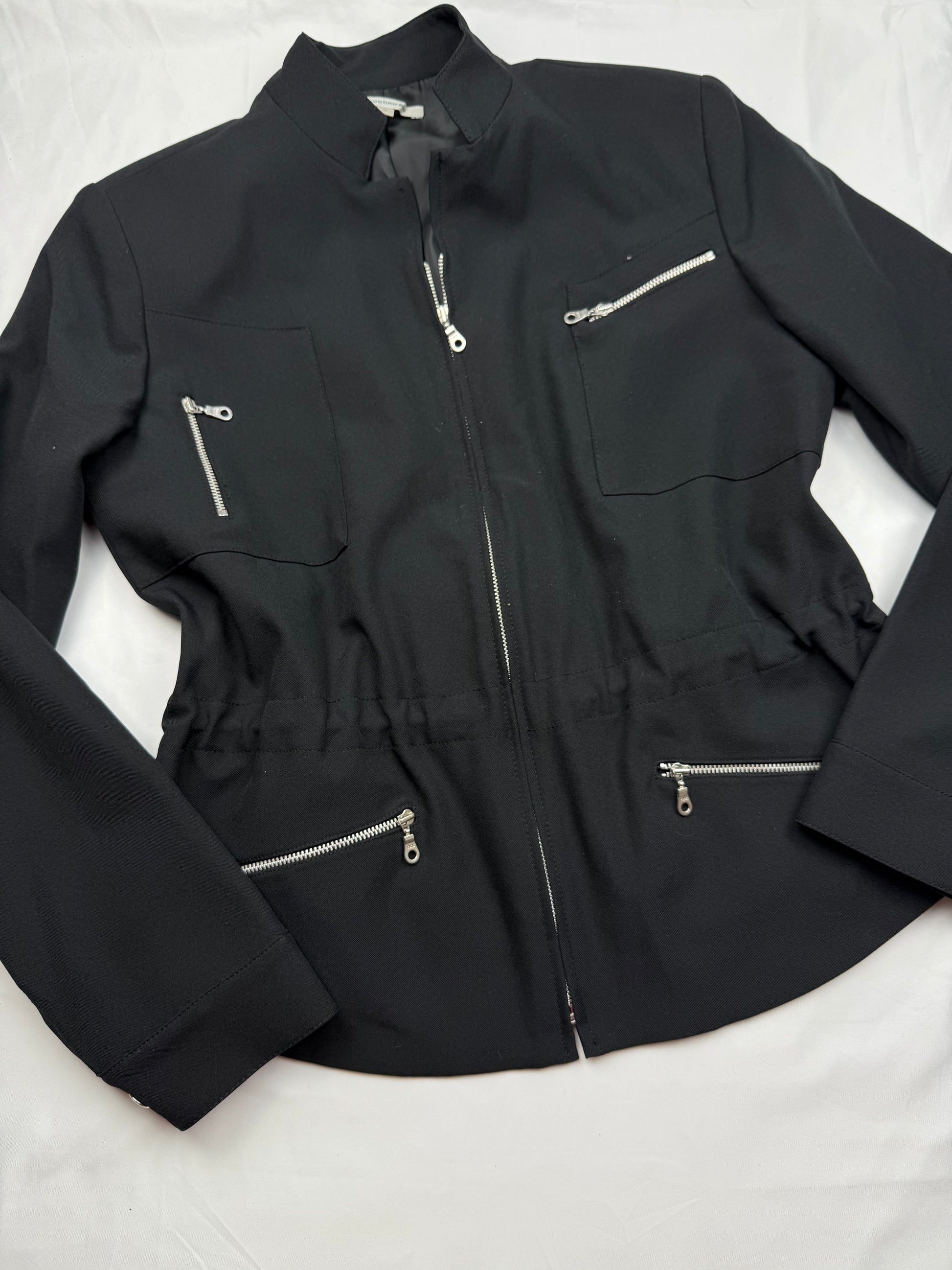 Black zip up office blazer jacket (M)