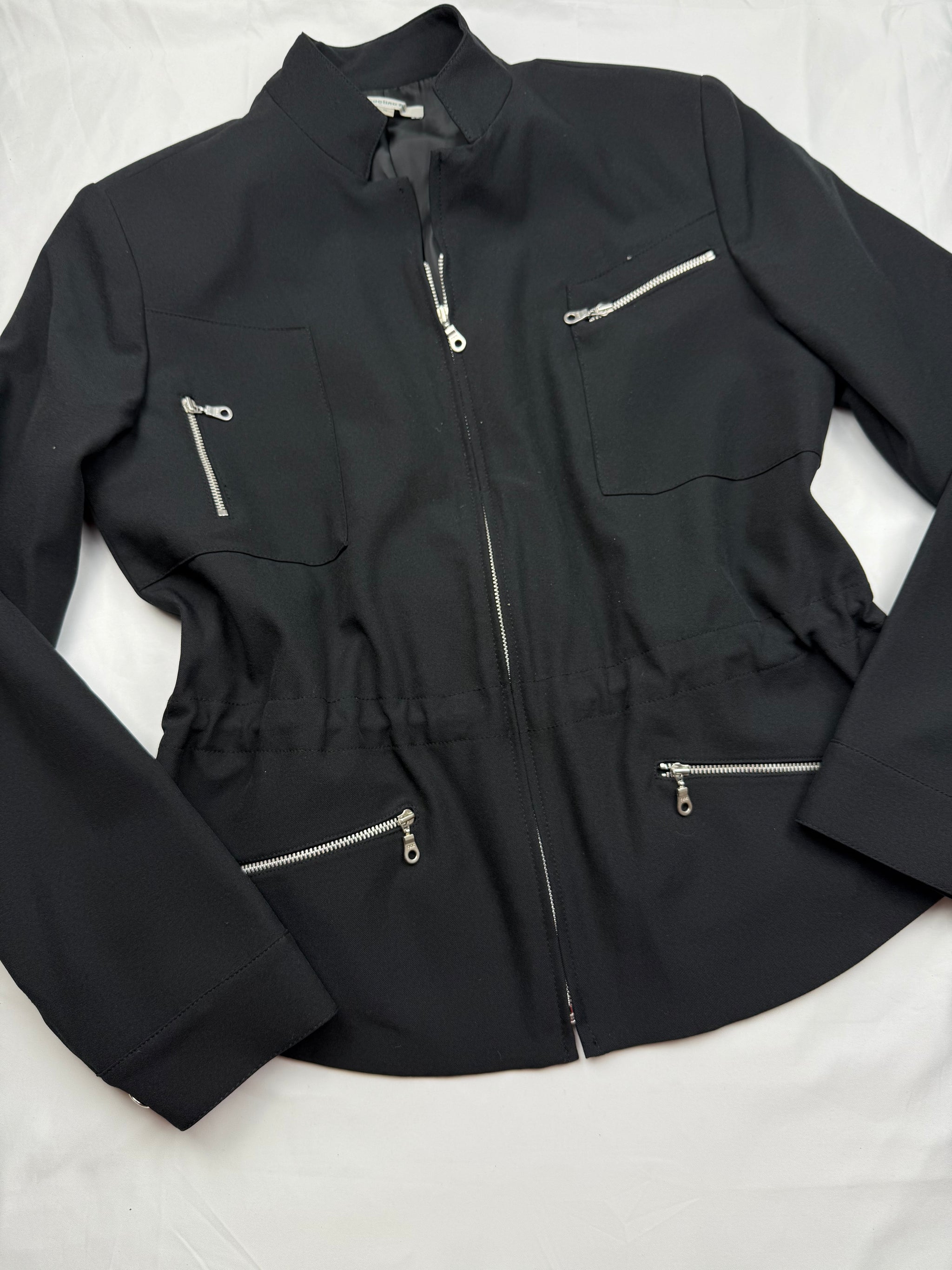 Black zip up office blazer jacket (M)
