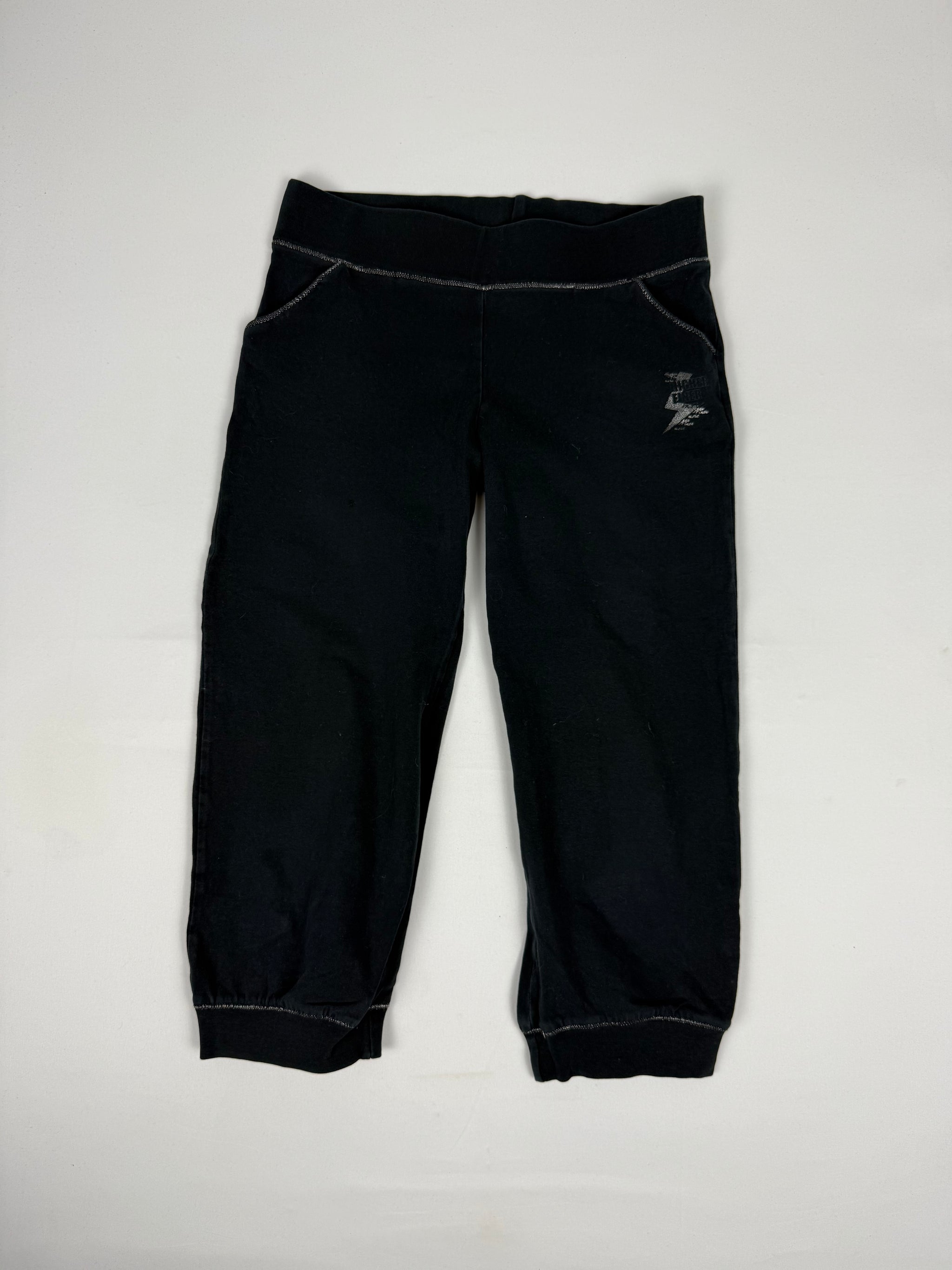 Black cotton joggers capri pants (XS)