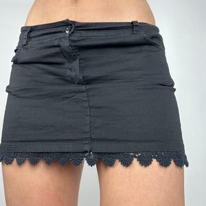 Black denim low rise mini skirt (S/M)
