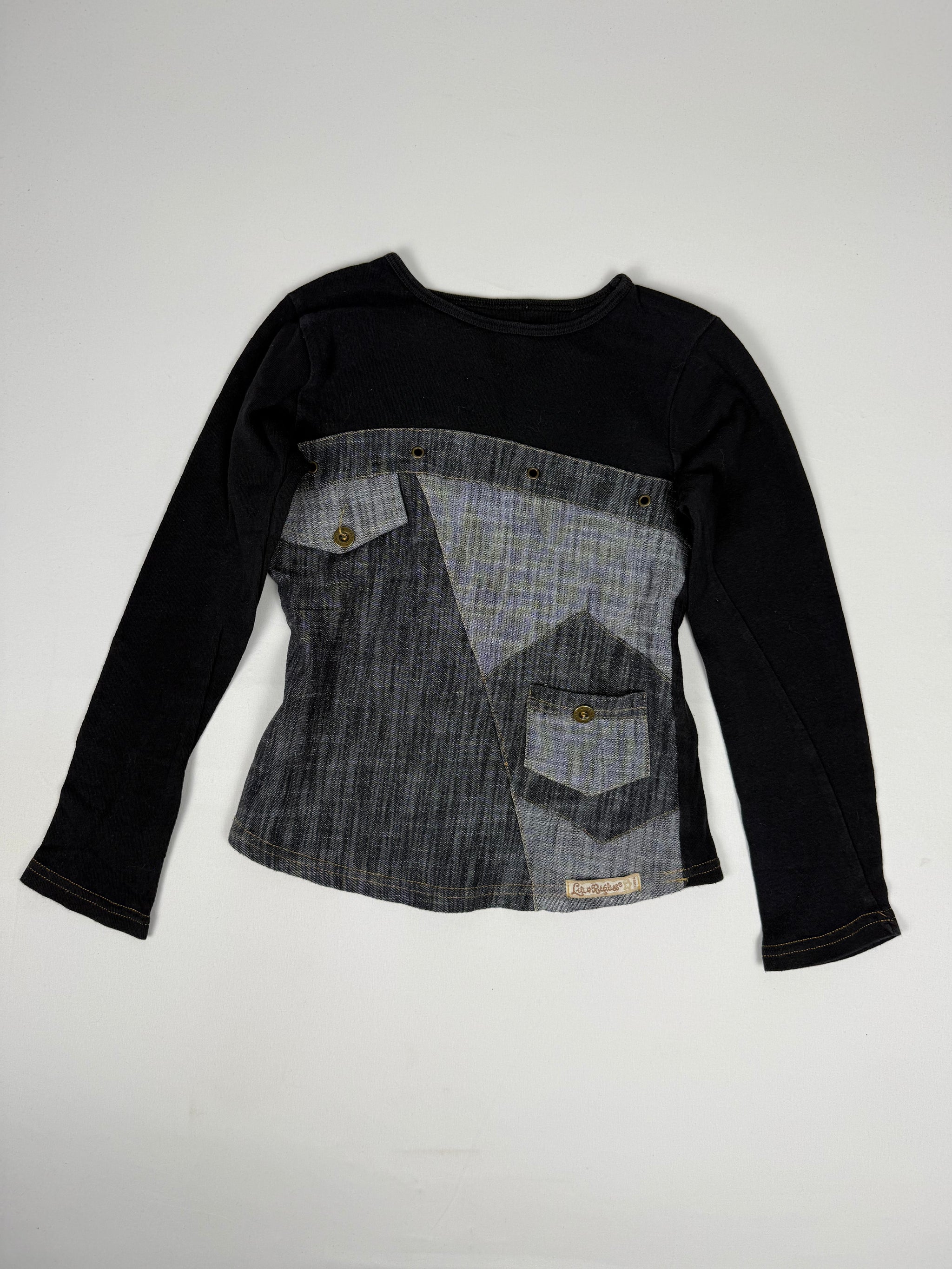 Black denim long sleeves top (XS)