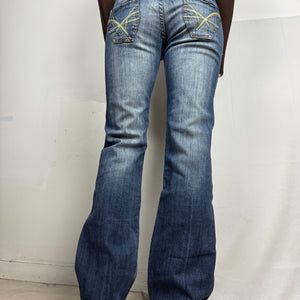 Navy low rise flare pants (S/M)