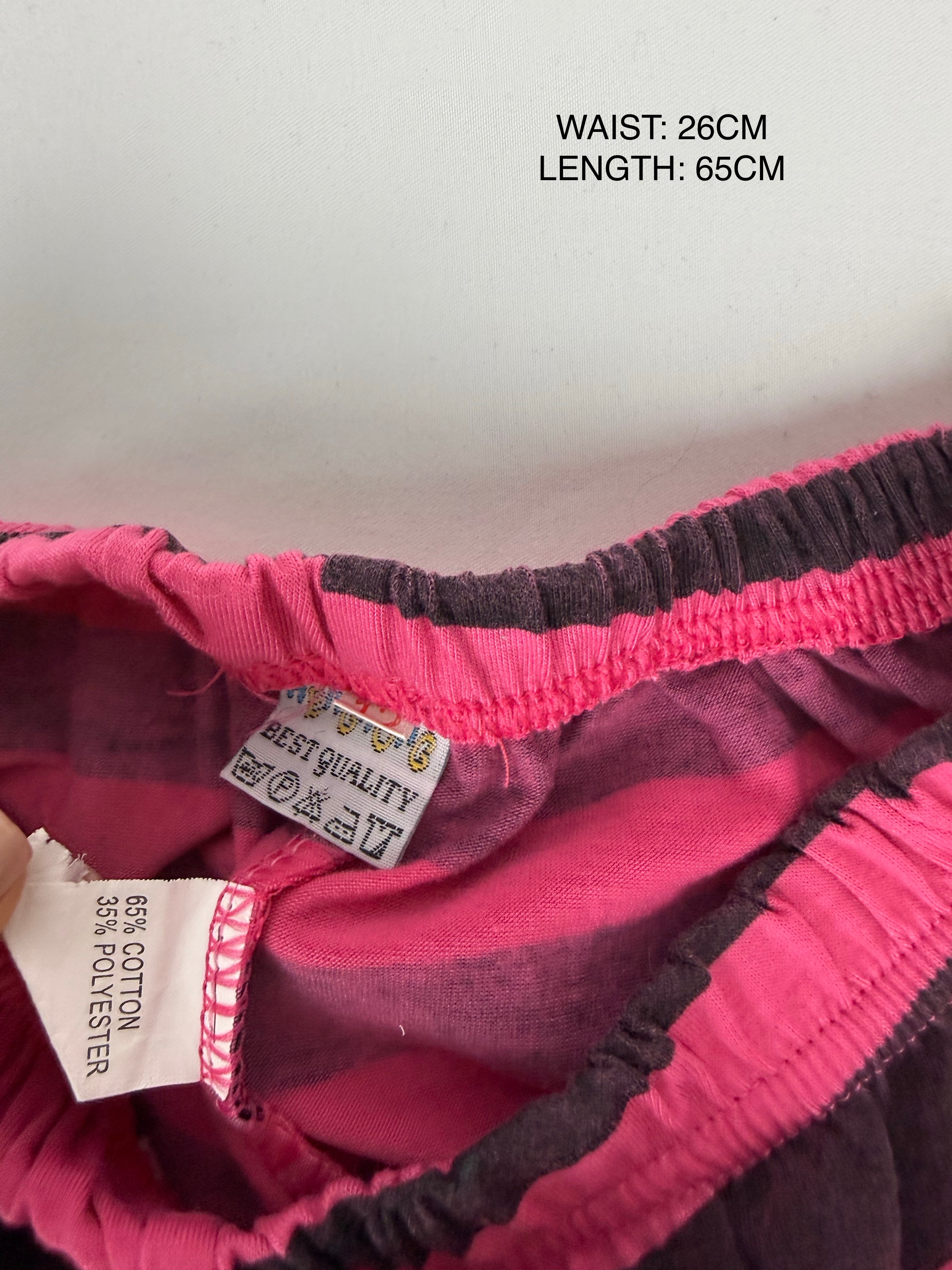 Pink & black striped leggings capri pants (XS)