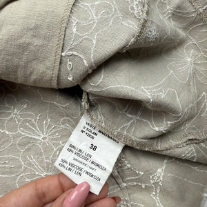 Beige zip up linen tee + capri pants set (S)