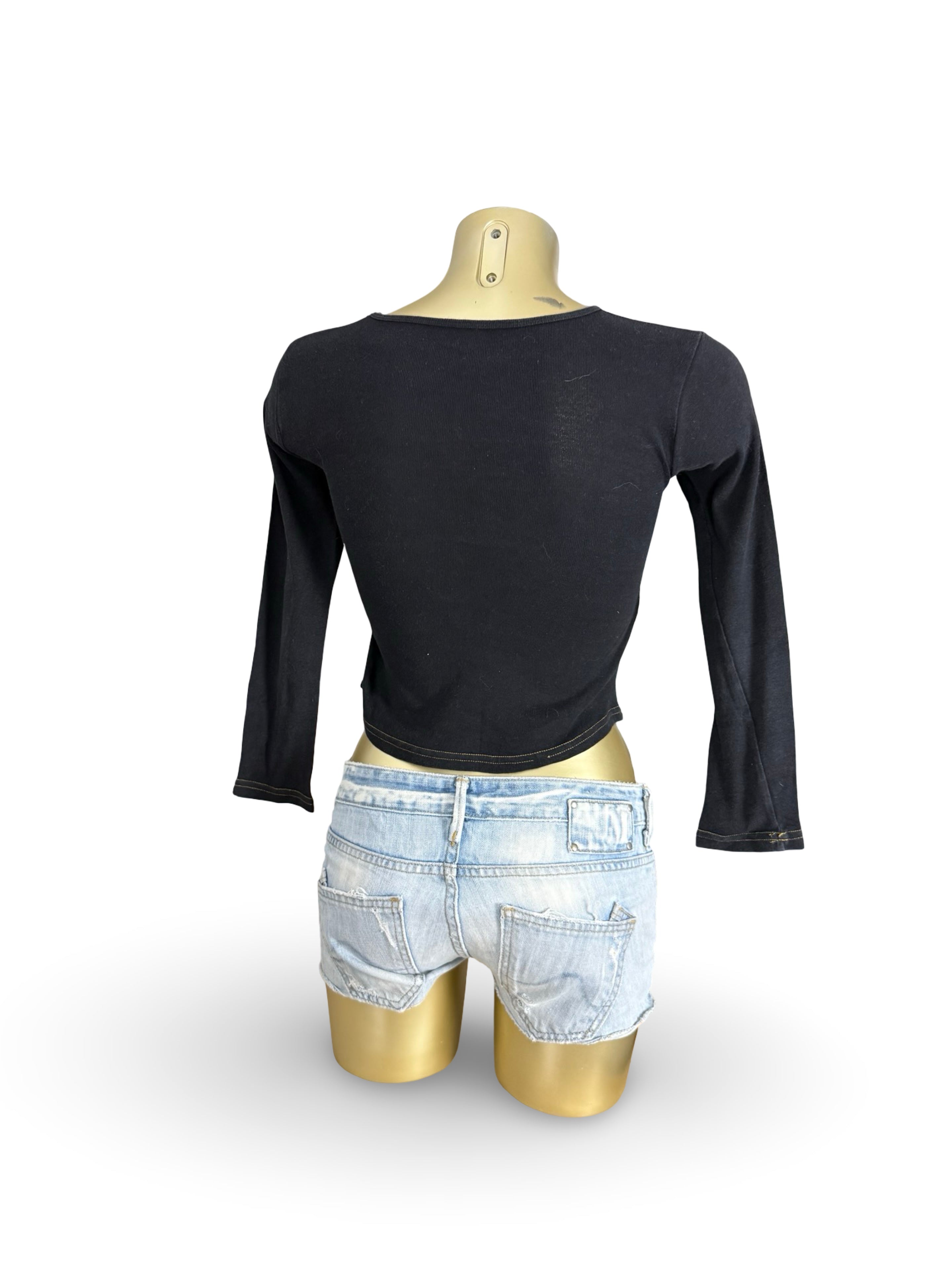 Black denim long sleeves top (XS)