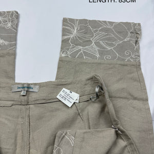 Beige zip up linen tee + capri pants set (S)
