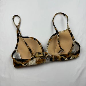 Brown animal print padded bikini top (M)