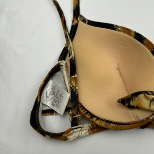 Brown animal print padded bikini top (M)