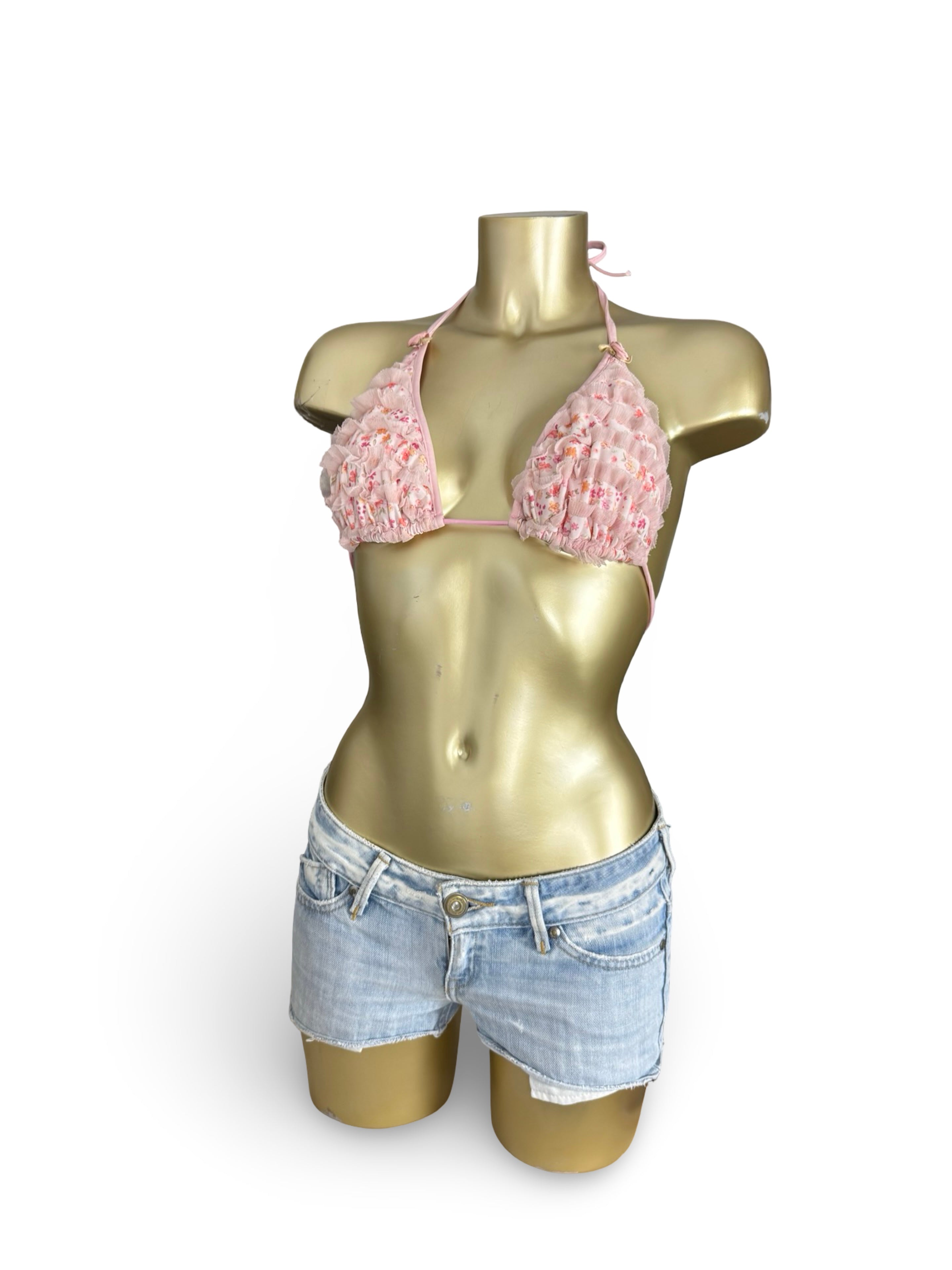 Baby pink tie up bikini top (M)