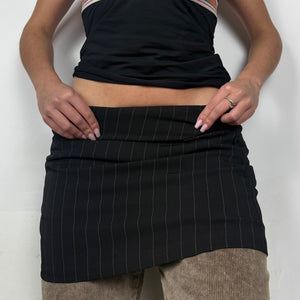 Black office siren striped low rise mini skirt (S/M)
