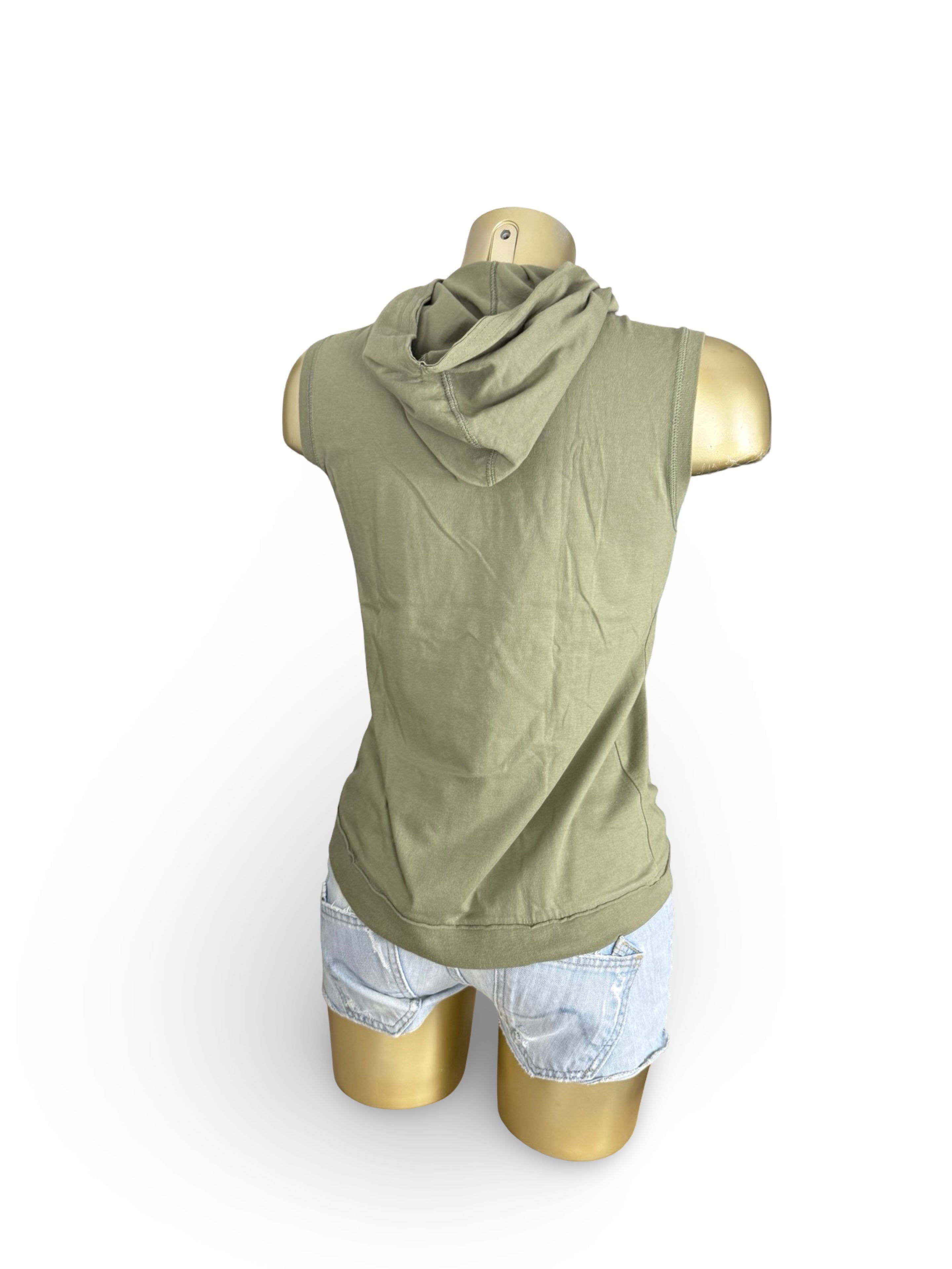 Khaki hooded cotton top (S)