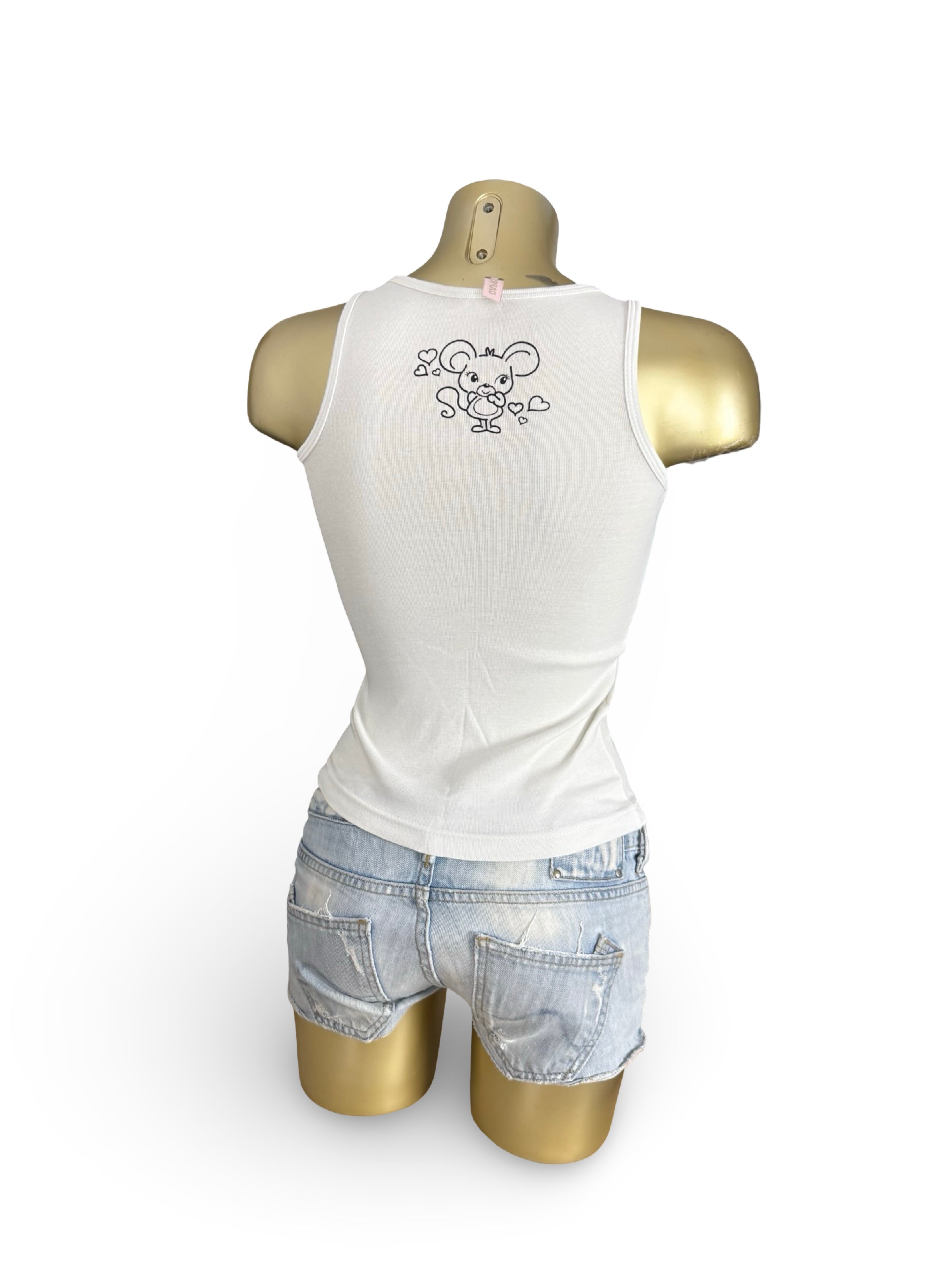 White graphic cotton tank top (XS)