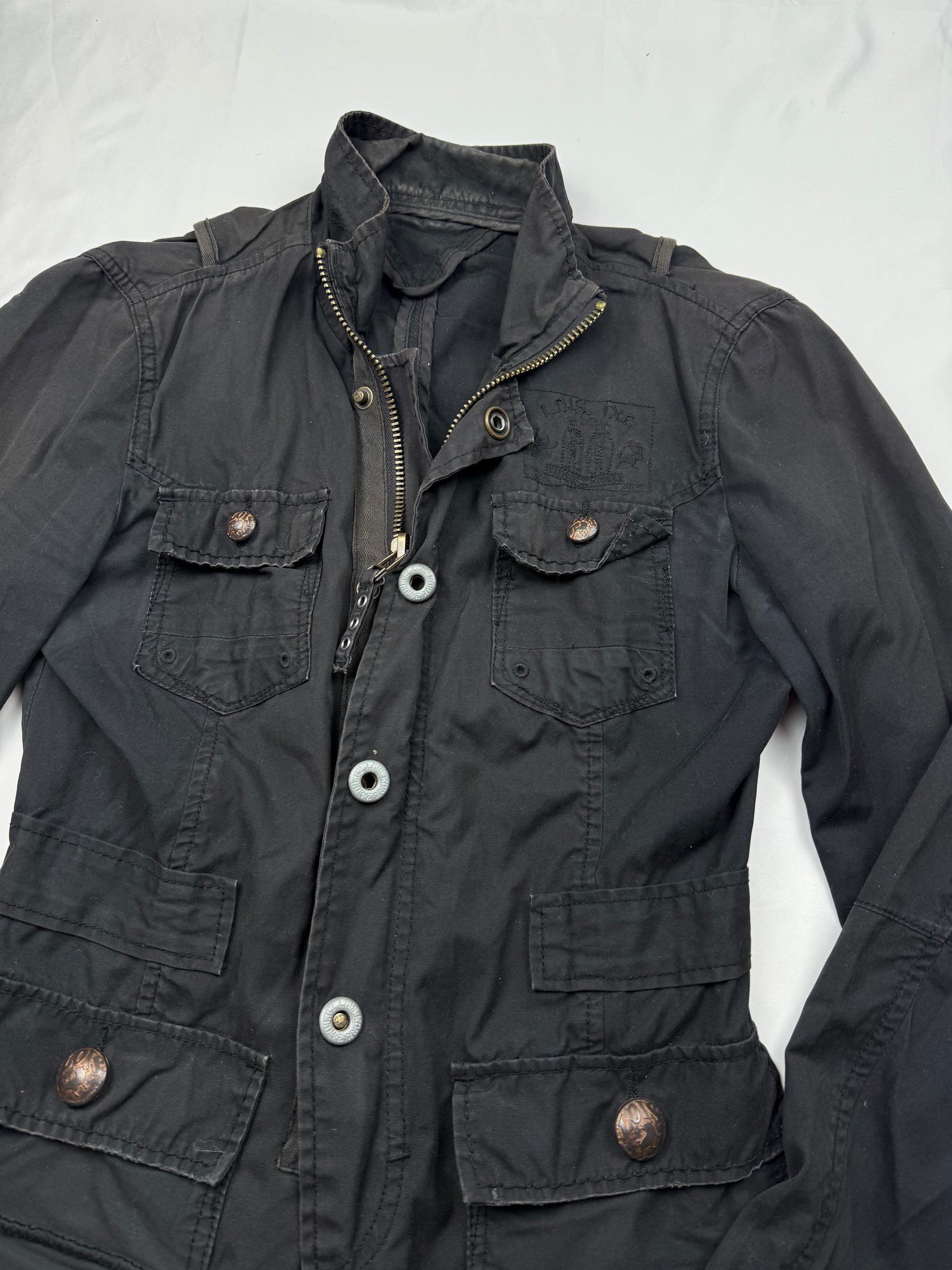 Black zip up office blazer jacket (S)