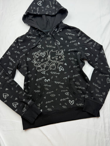 Black strass logo hoodie (XS/S)