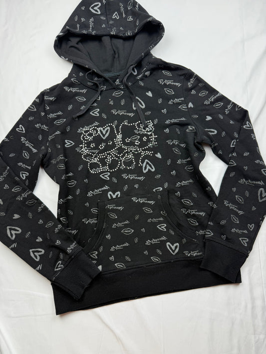 Black strass logo hoodie (XS/S)