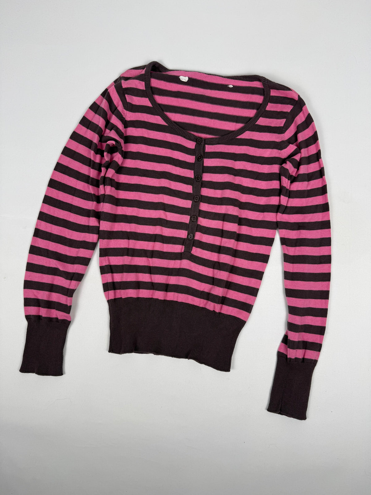 Pink striped stretchy knit jumper (S)