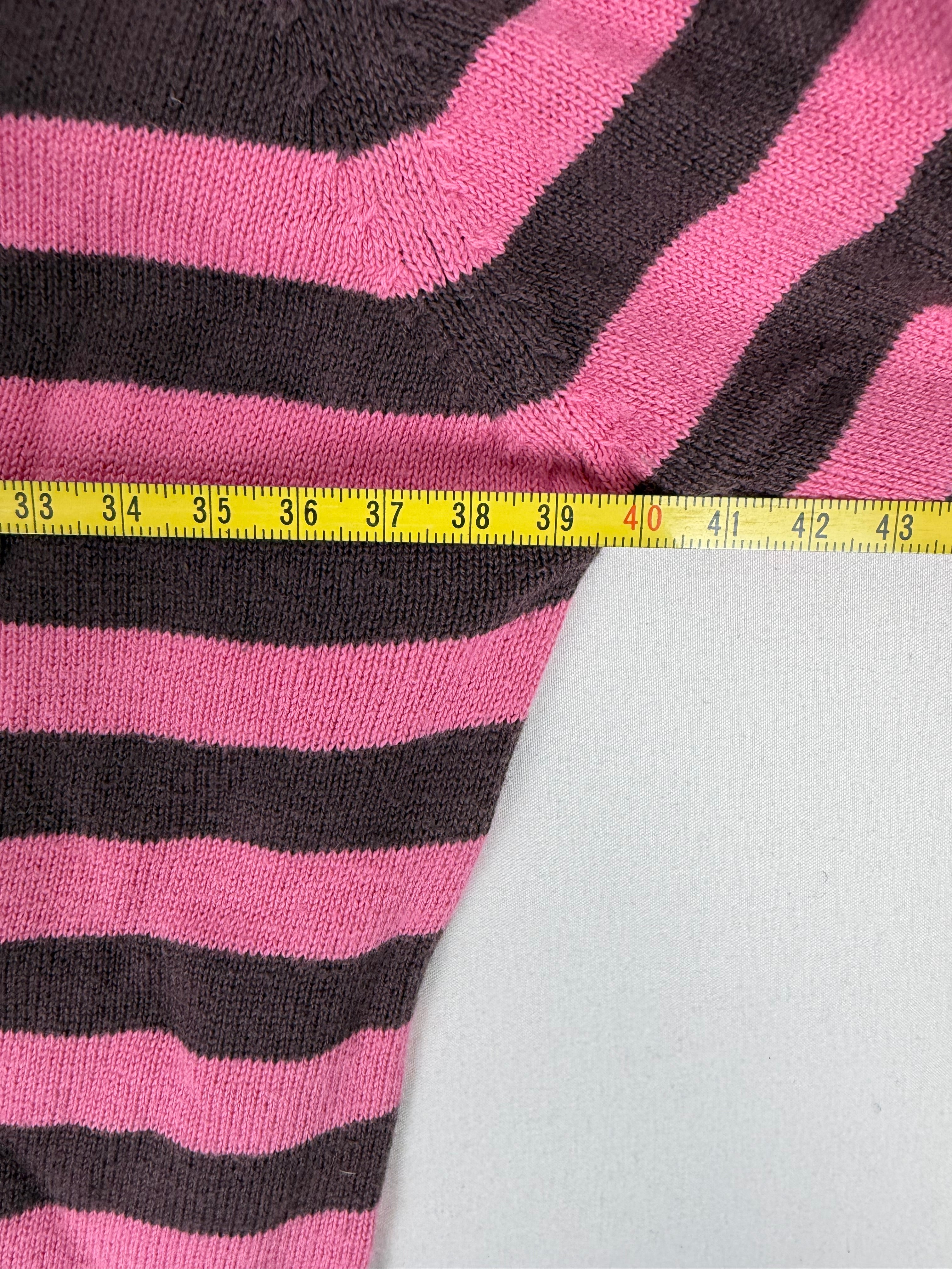 Pink striped stretchy knit jumper (S)