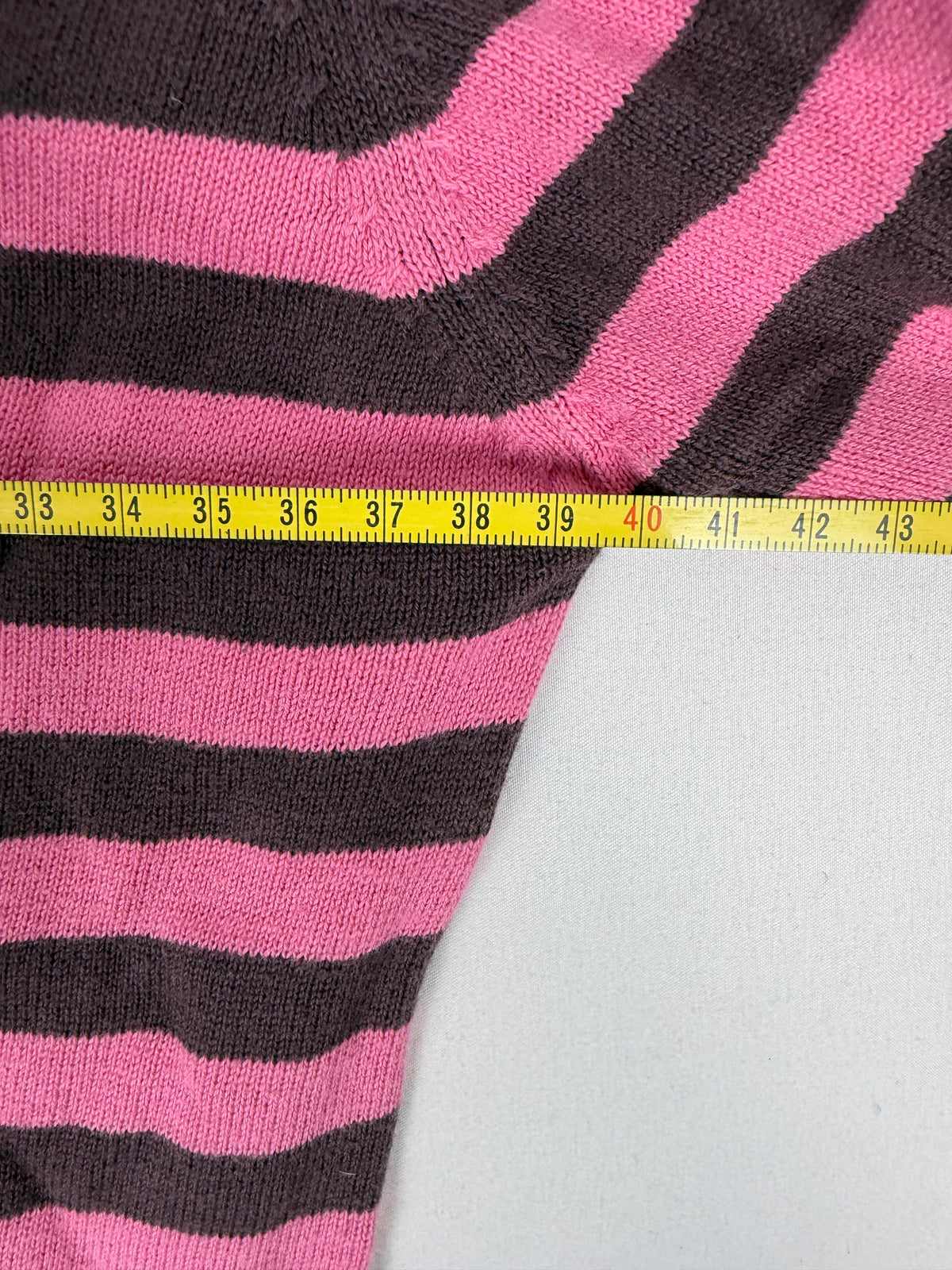 Pink striped stretchy knit jumper (S)