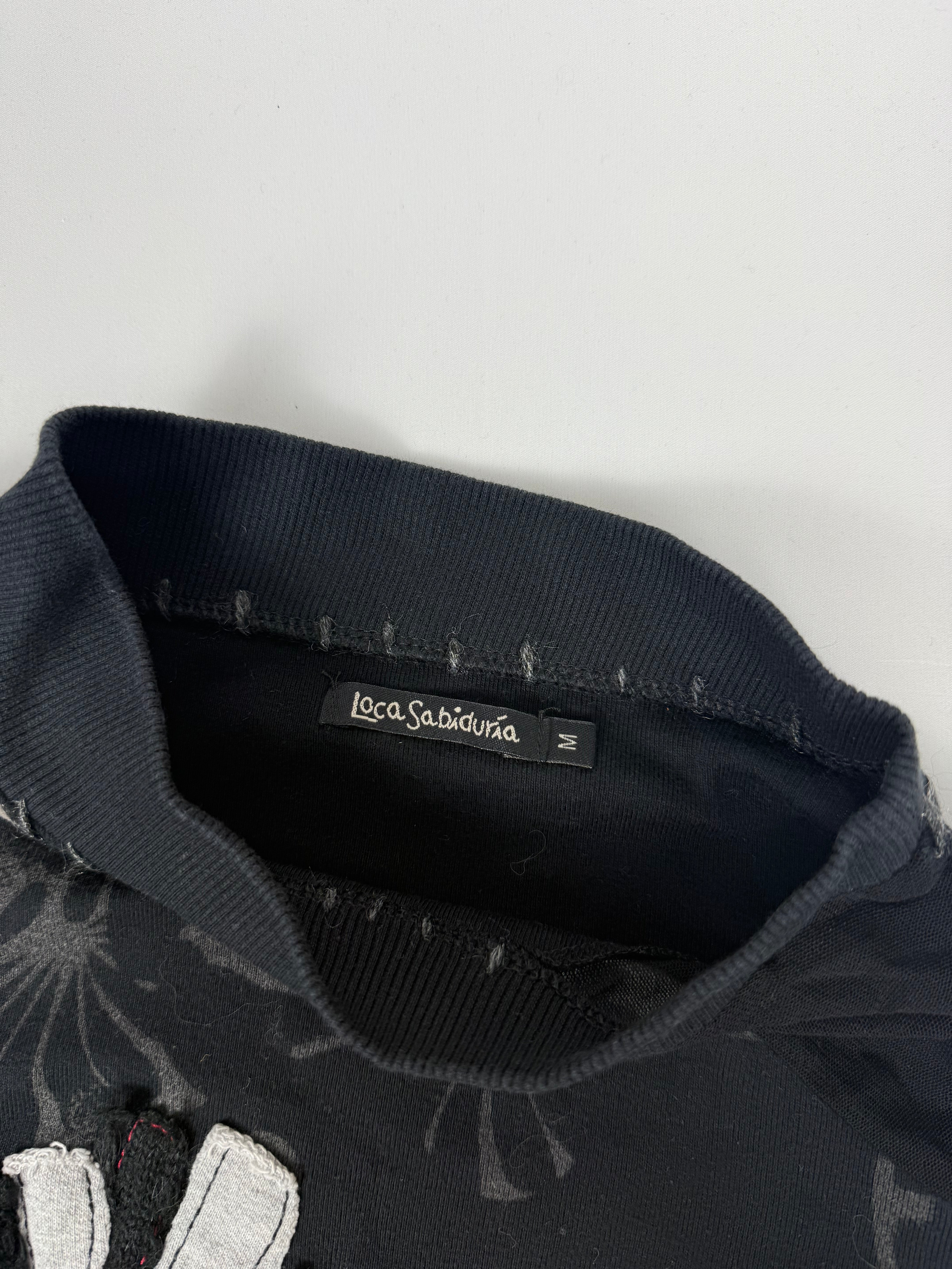 Black graphic long sleeves top (S)