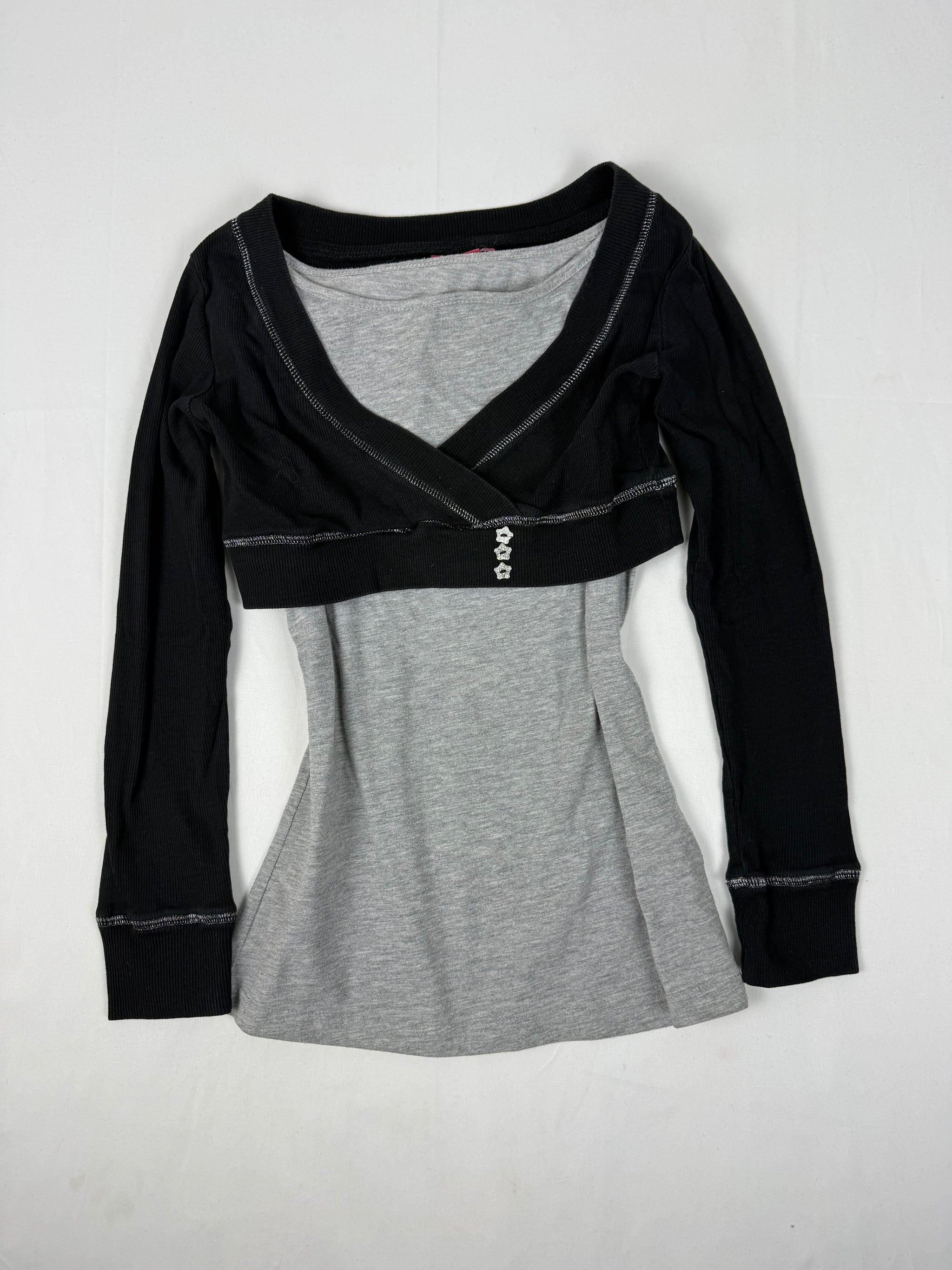 Grey 2 in 1 bolero long sleeves top (S)