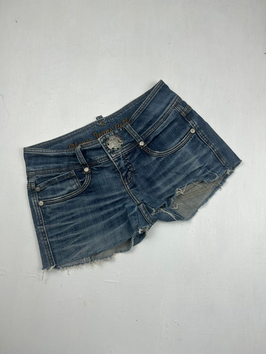 Blue denim  low rise mini short (S)