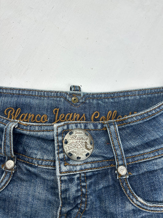Blue denim  low rise mini short (S)