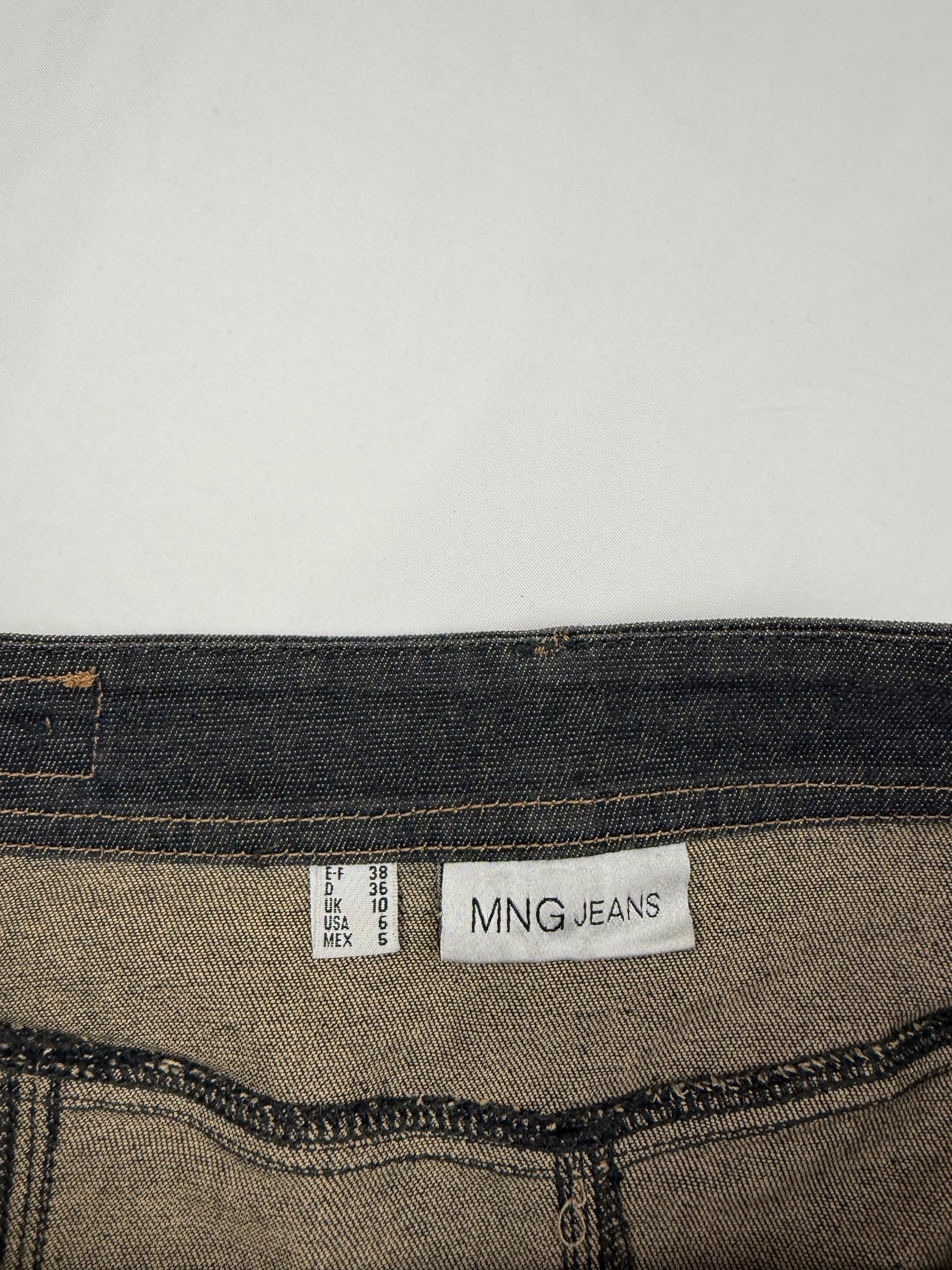 Grey denim low rise mini skirt (S)