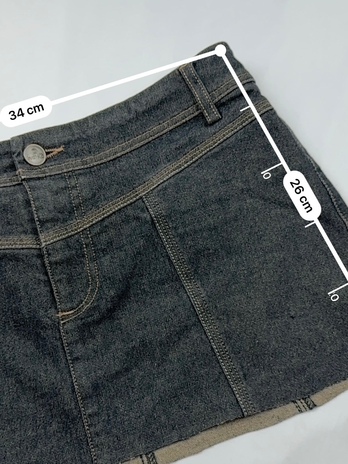 Grey denim low rise mini skirt (S)