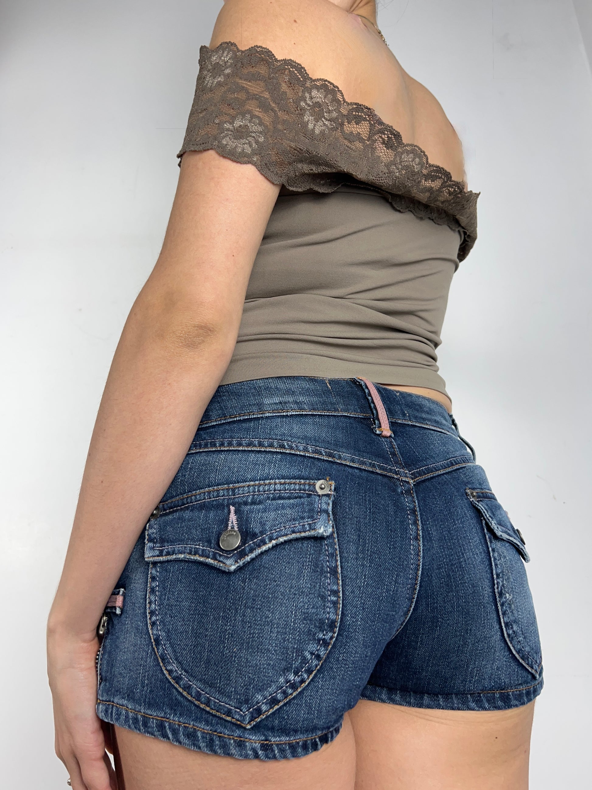 Khaki super stretchy lace top (S/M)