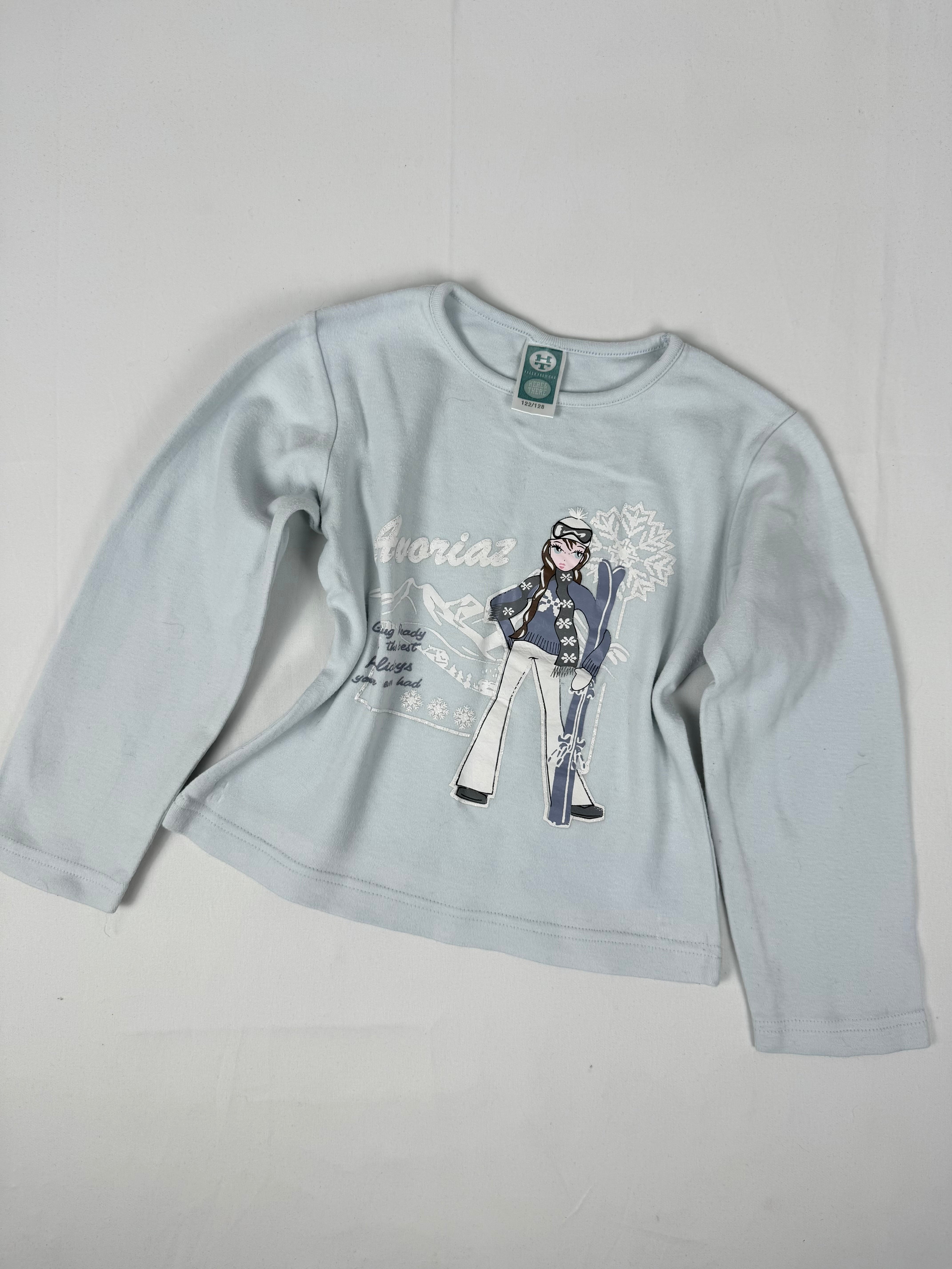 Baby blue graphic long sleeves top (XS)