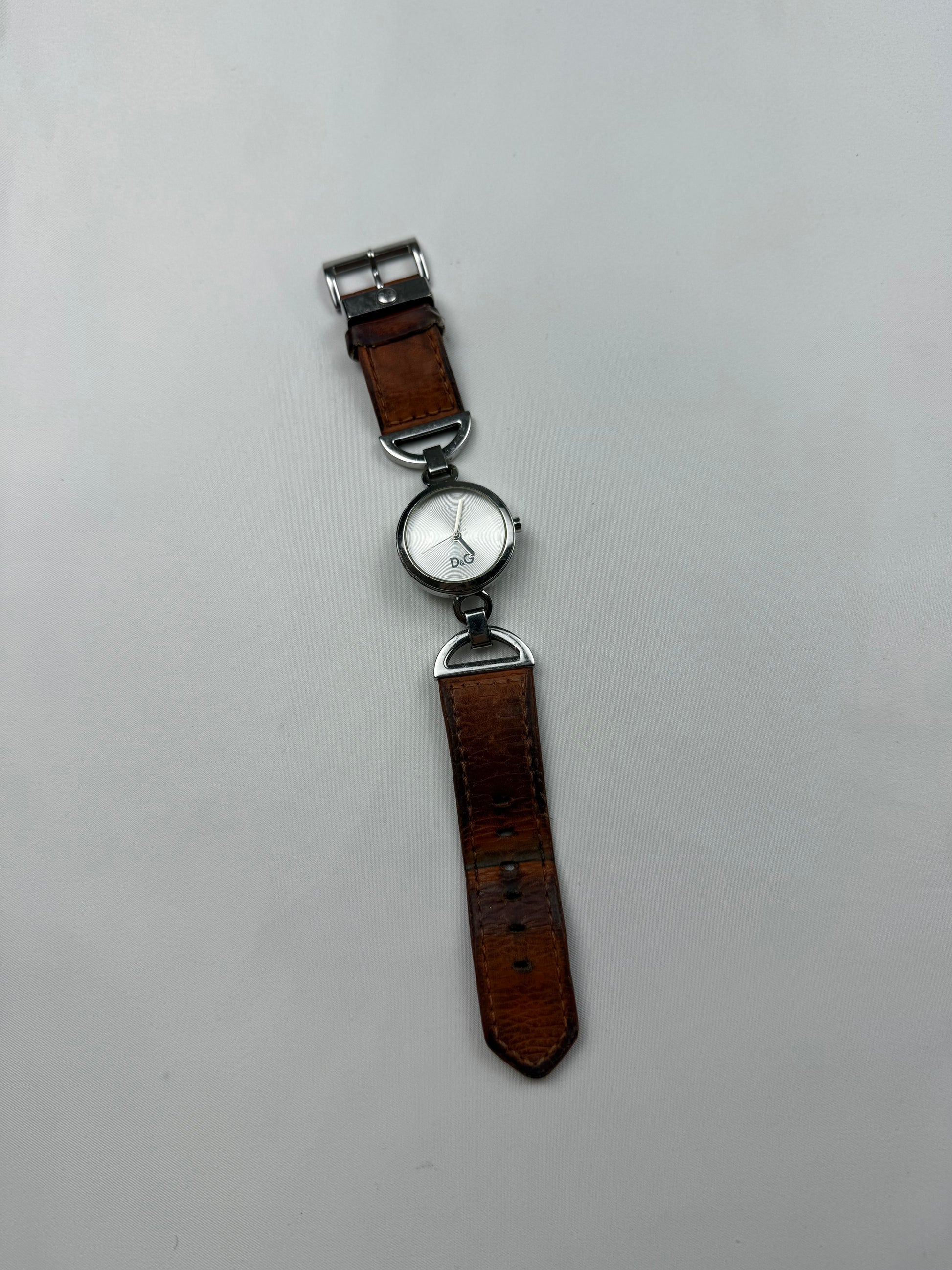 Vintage silver inox & leather bracelet jewelry watch