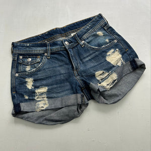 Blue denim low rise mini  short (S)