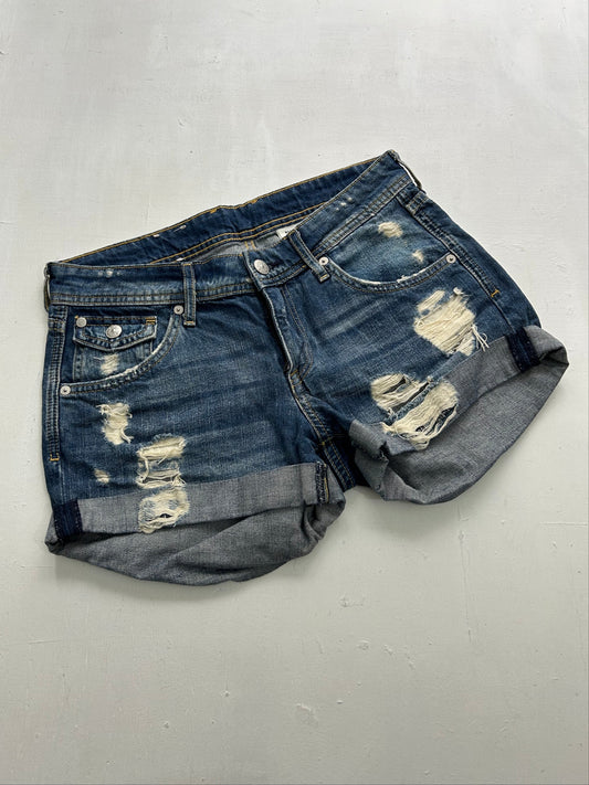 Blue denim low rise mini  short (S)