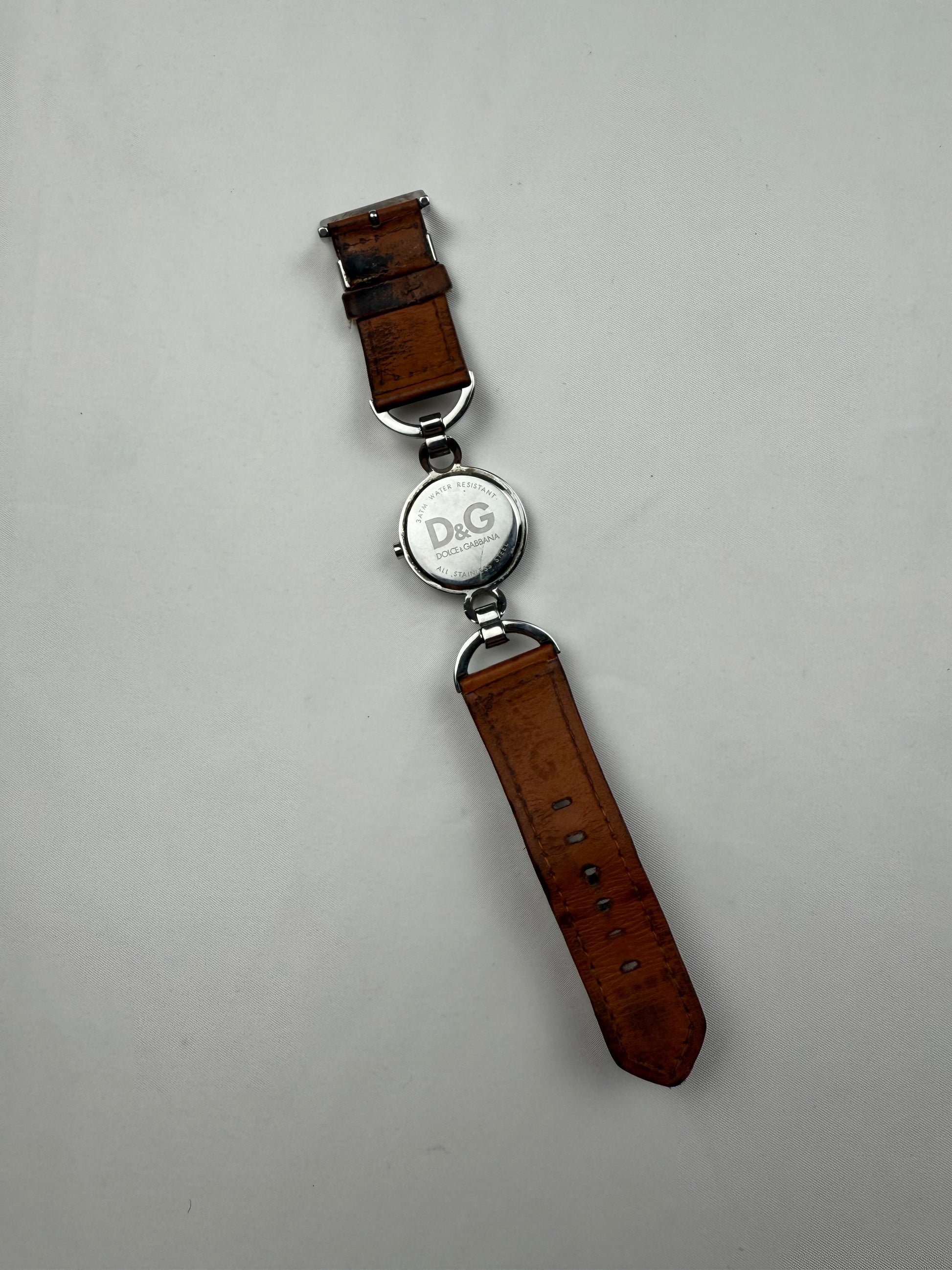 Vintage silver inox & leather bracelet jewelry watch
