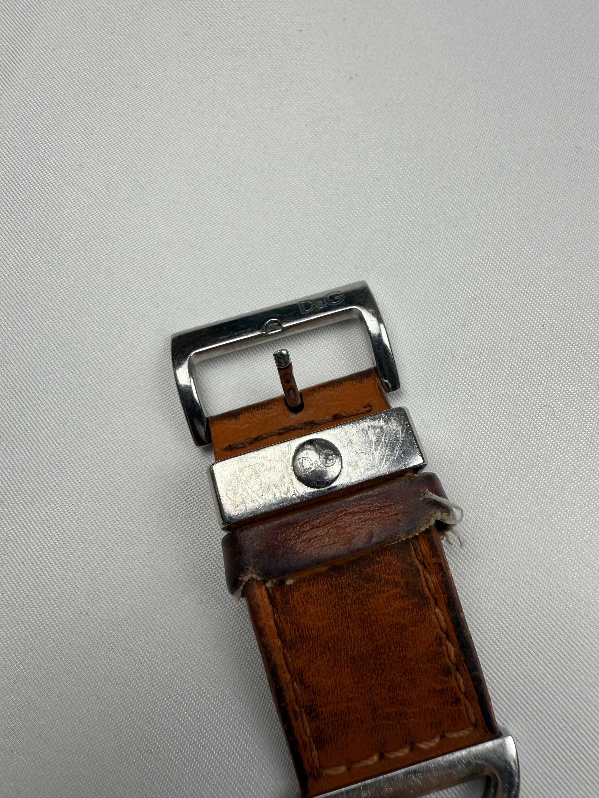 Vintage silver inox & leather bracelet jewelry watch
