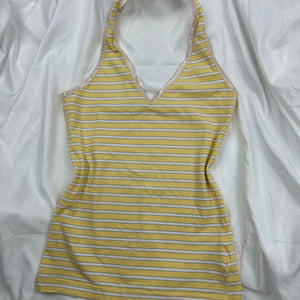 Yellow striped summer halter top (S/M)