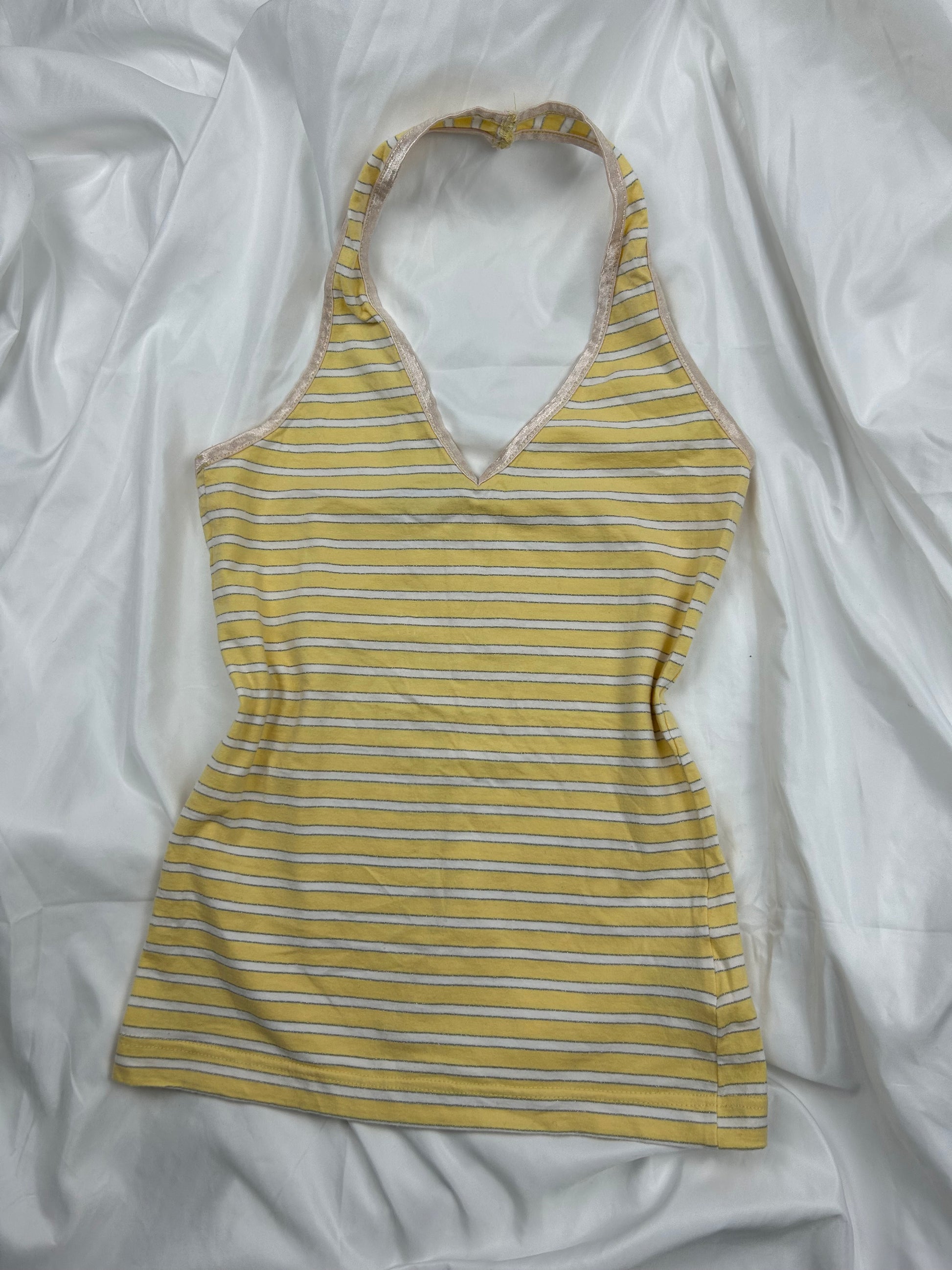Yellow striped summer halter top (S/M)