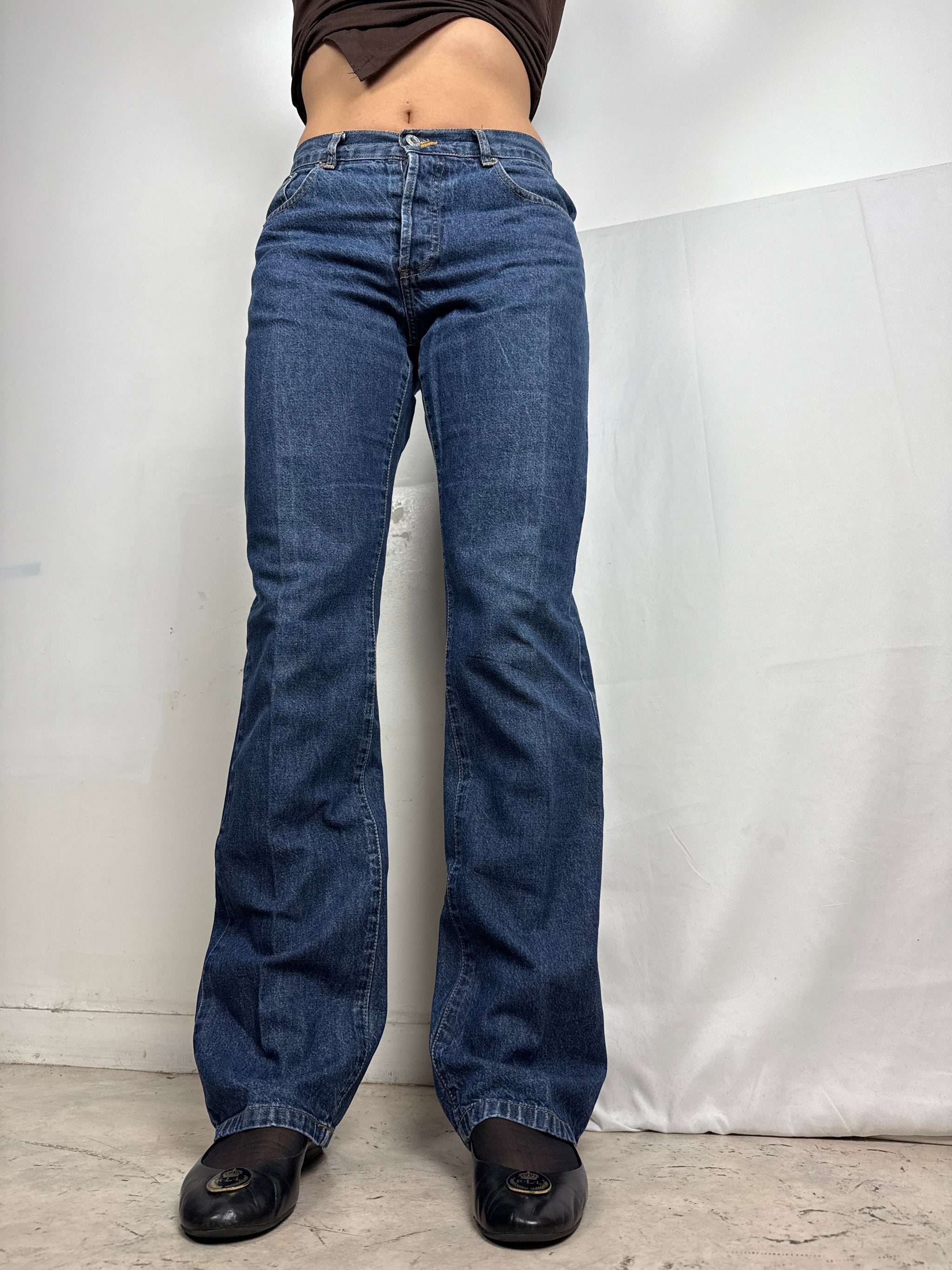 Navy mid rise baggy pants (S/M)