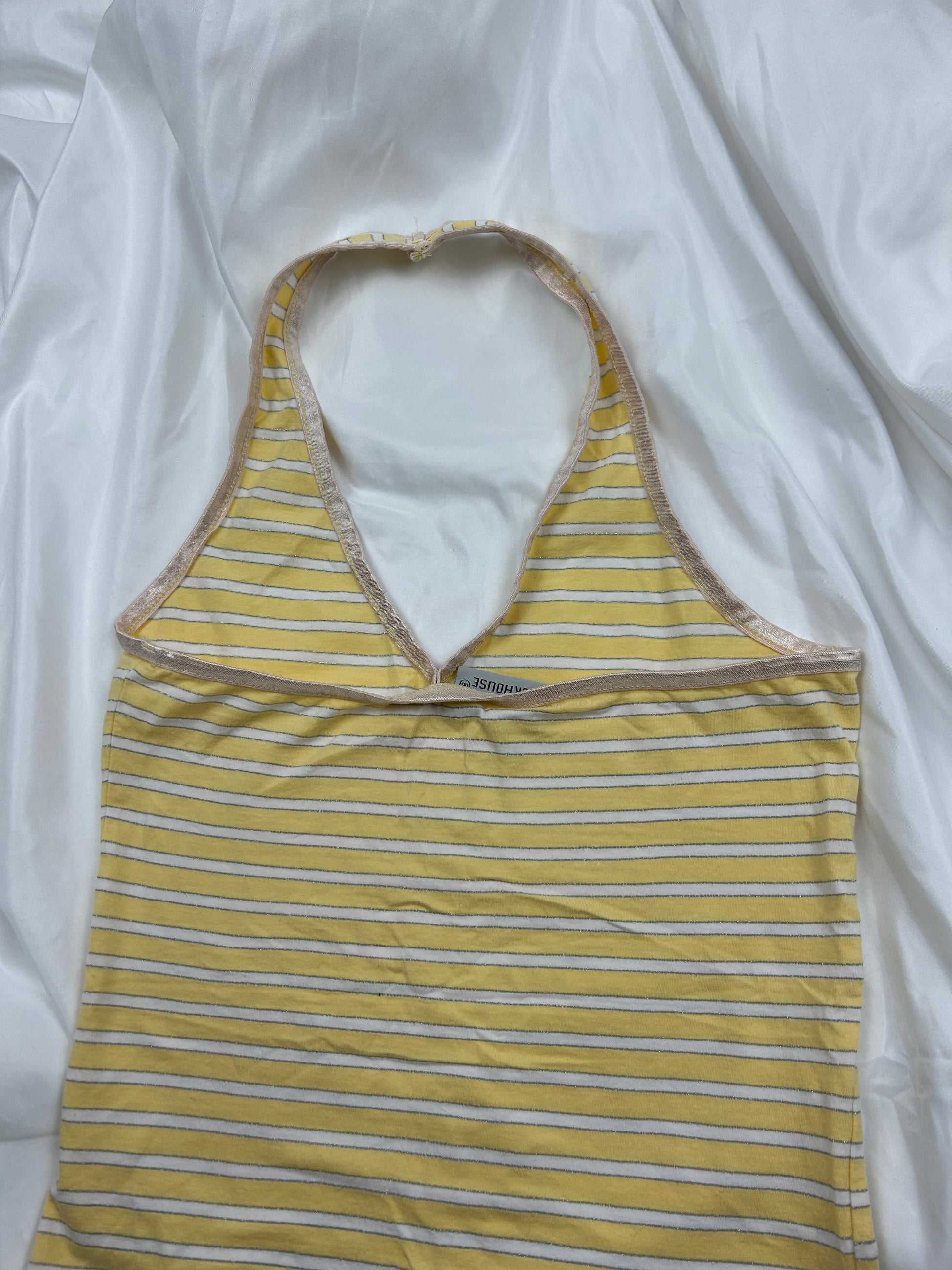 Yellow striped summer halter top (S/M)