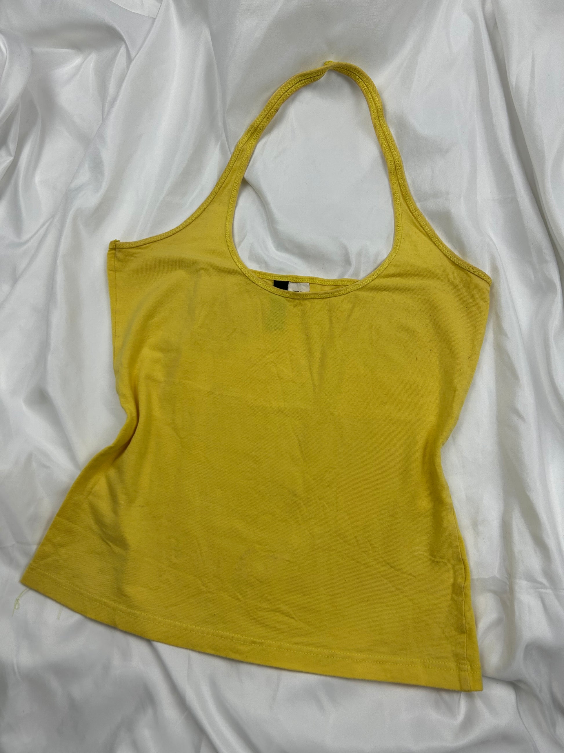 Yellow striped summer halter top (S/M)